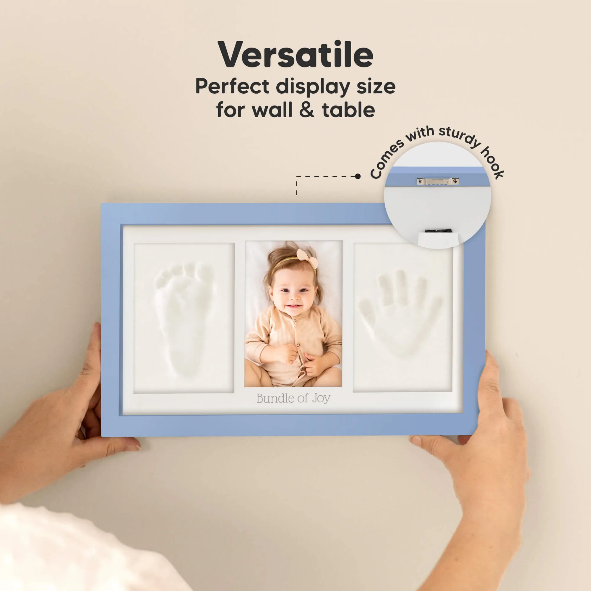 Baby Handprint & Footprint Keepsake Duo Frame (Cornflower)