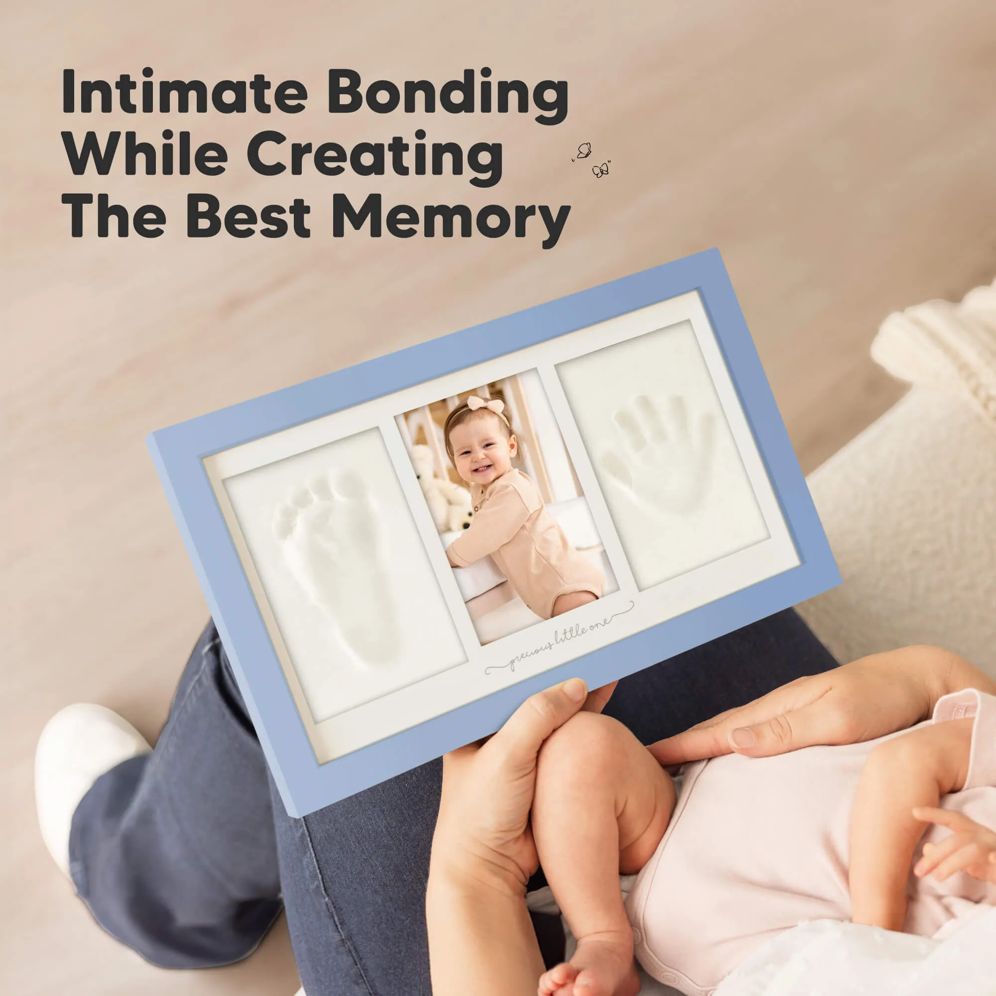 Baby Handprint & Footprint Keepsake Duo Frame (Cornflower)