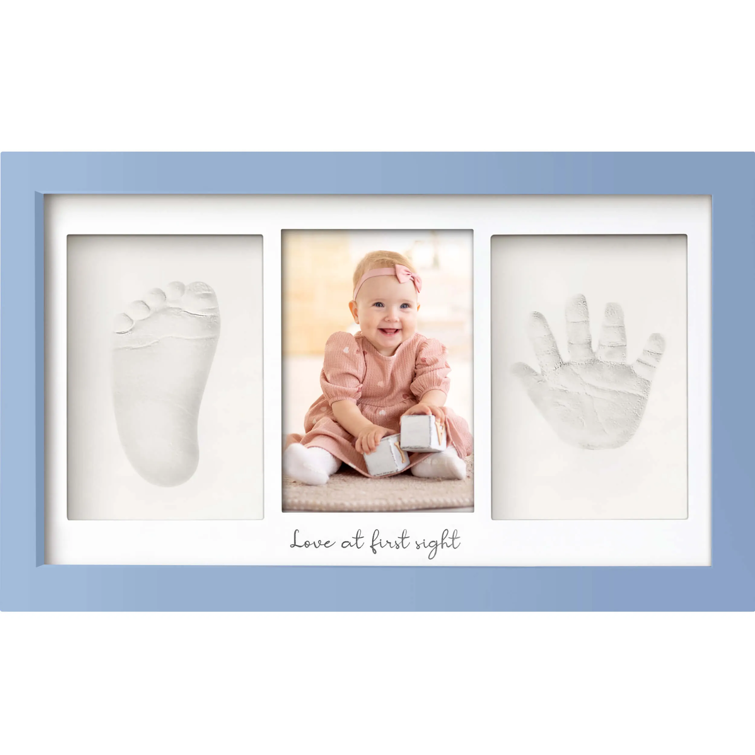 Baby Handprint & Footprint Keepsake Duo Frame (Cornflower)
