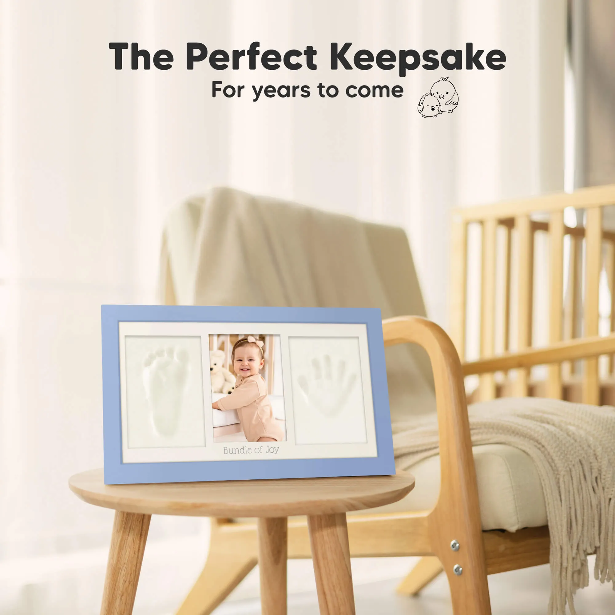 Baby Handprint & Footprint Keepsake Duo Frame (Cornflower)