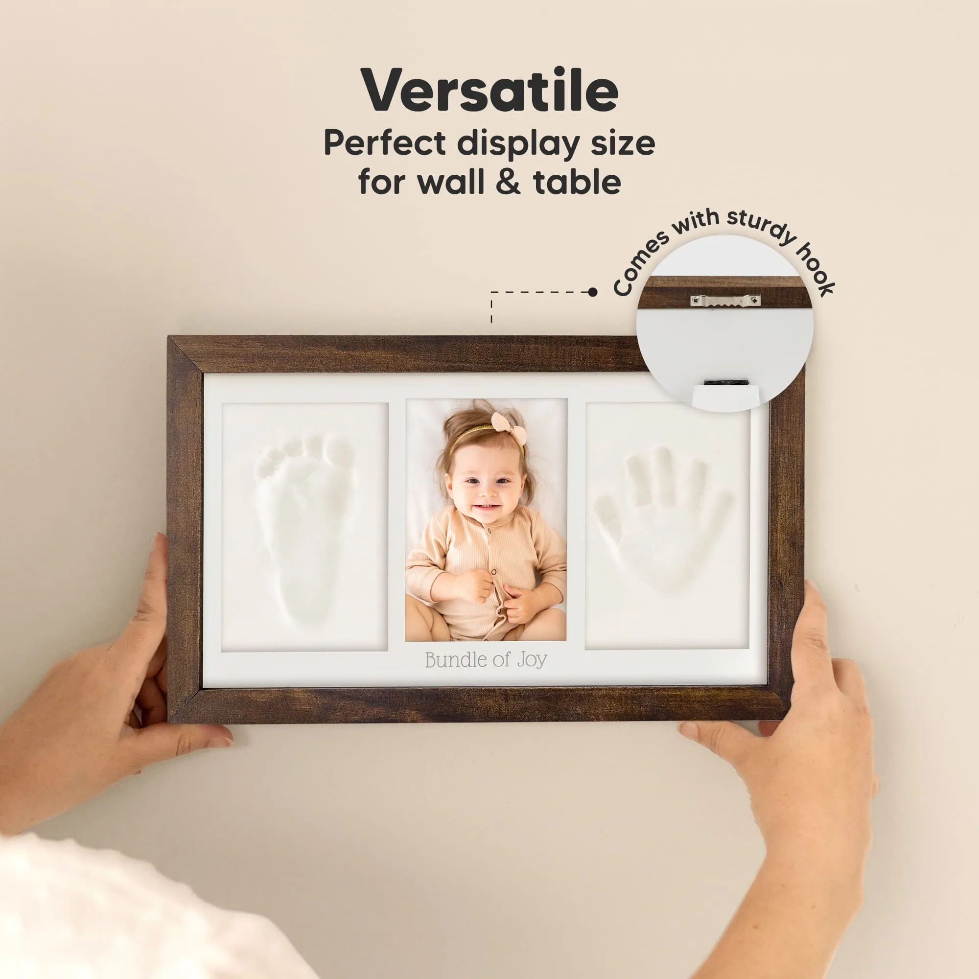 Baby Handprint & Footprint Keepsake Duo Frame (Dark Walnut)