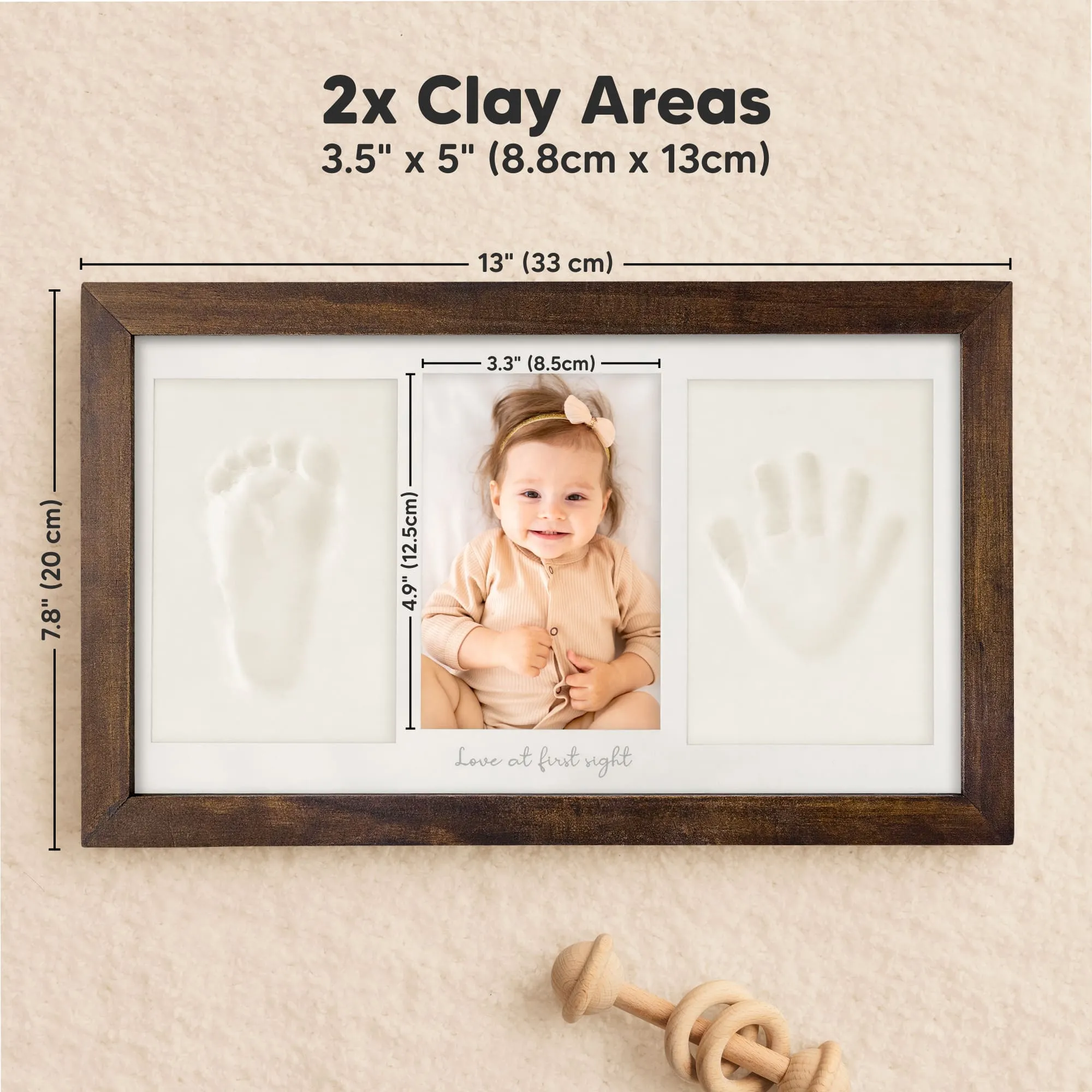 Baby Handprint & Footprint Keepsake Duo Frame (Dark Walnut)