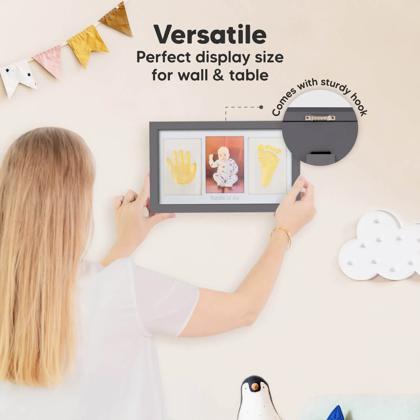 Baby Handprint & Footprint Keepsake Duo Frame (Gunmetal Gray)