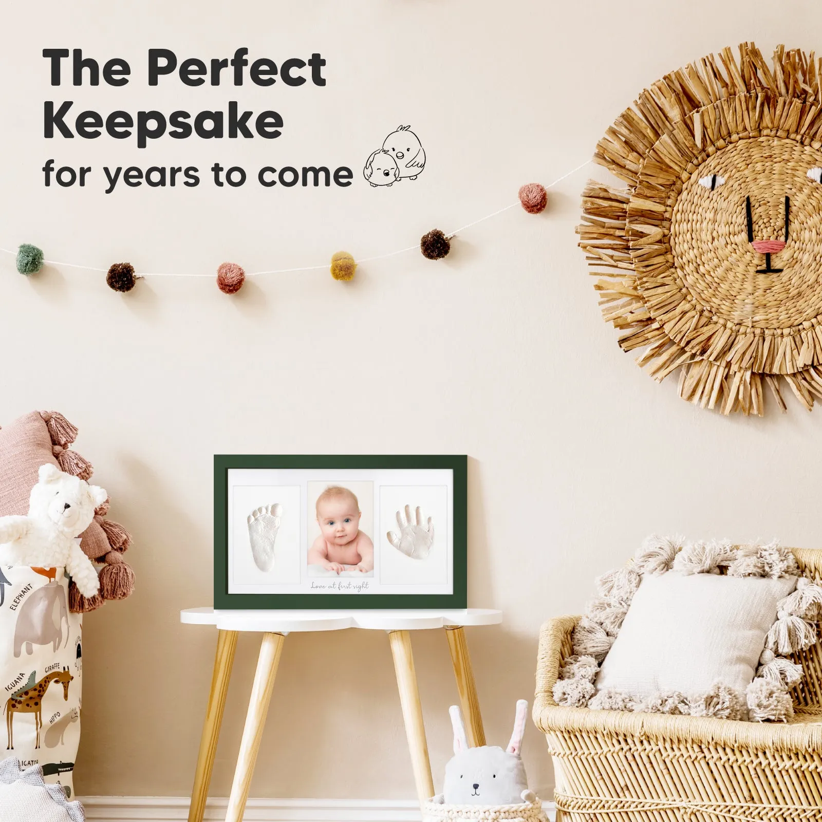 Baby Handprint & Footprint Keepsake Duo Frame (Hunter Green)