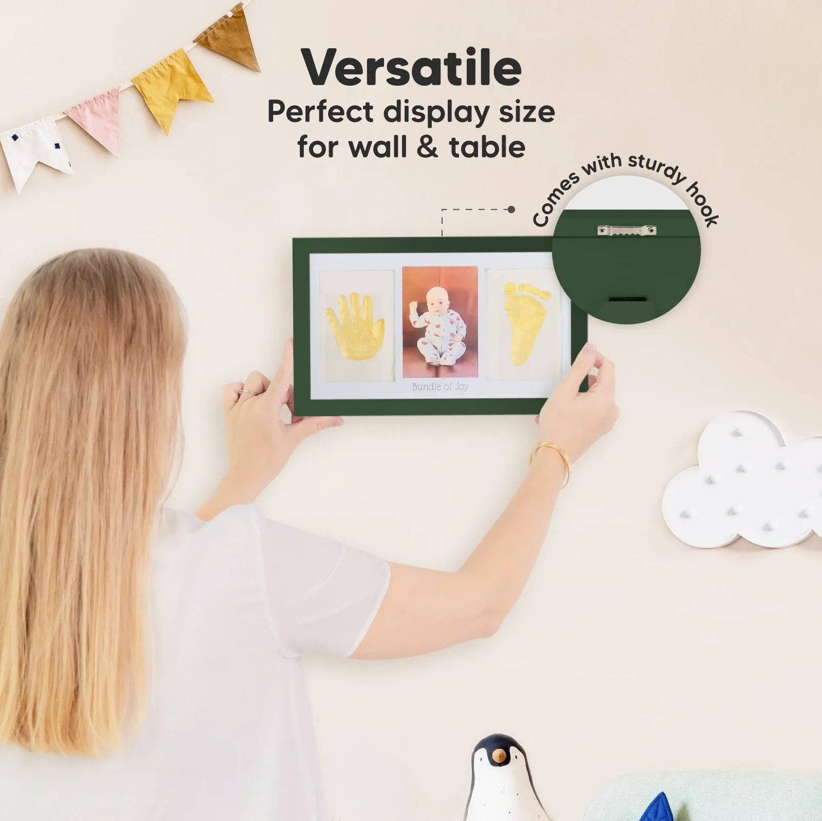 Baby Handprint & Footprint Keepsake Duo Frame (Hunter Green)