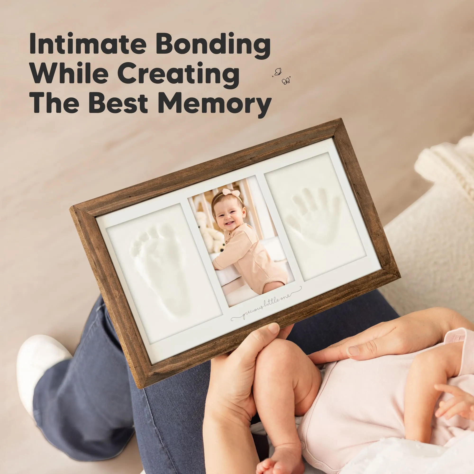 Baby Handprint & Footprint Keepsake Duo Frame (Medium Oak)