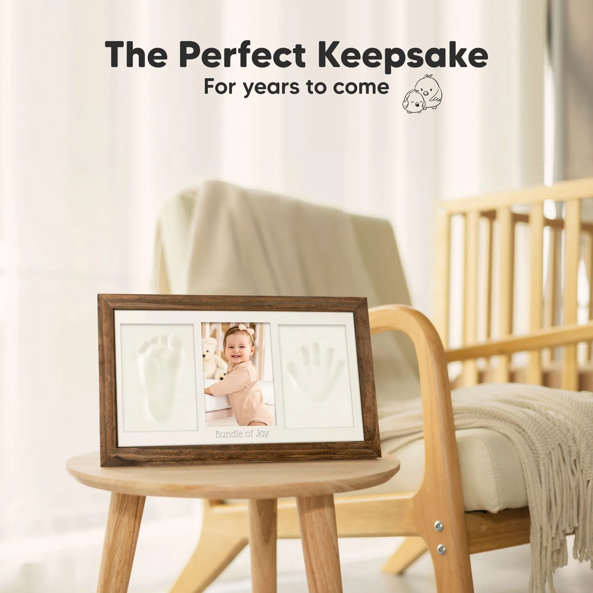 Baby Handprint & Footprint Keepsake Duo Frame (Medium Oak)