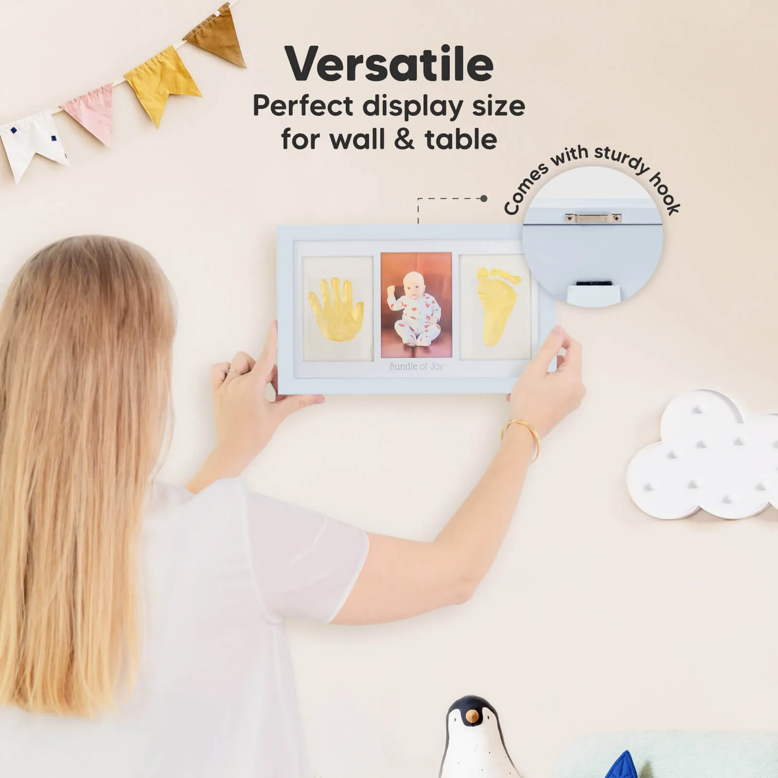 Baby Handprint & Footprint Keepsake Duo Frame (Mist Blue)