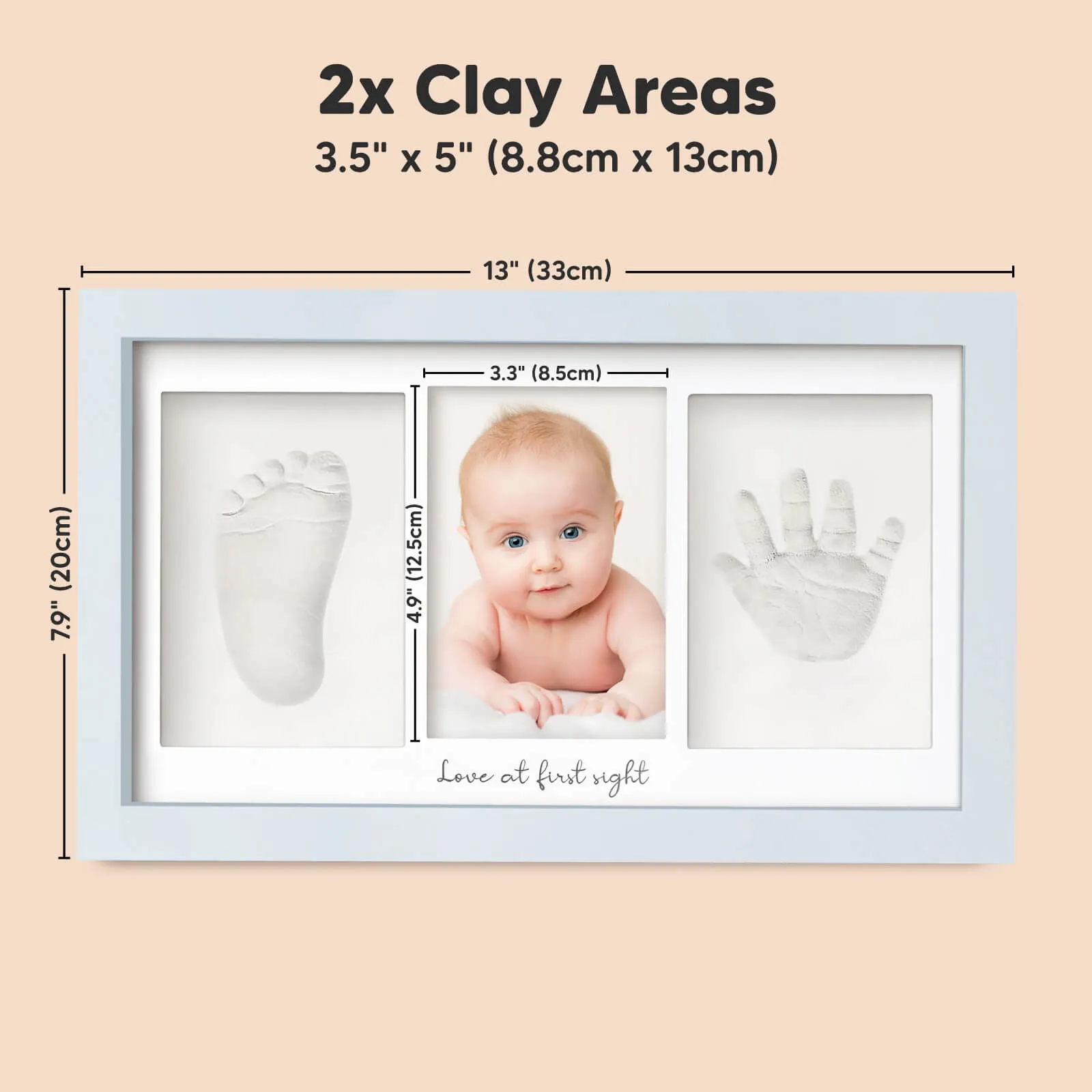 Baby Handprint & Footprint Keepsake Duo Frame (Mist Blue)