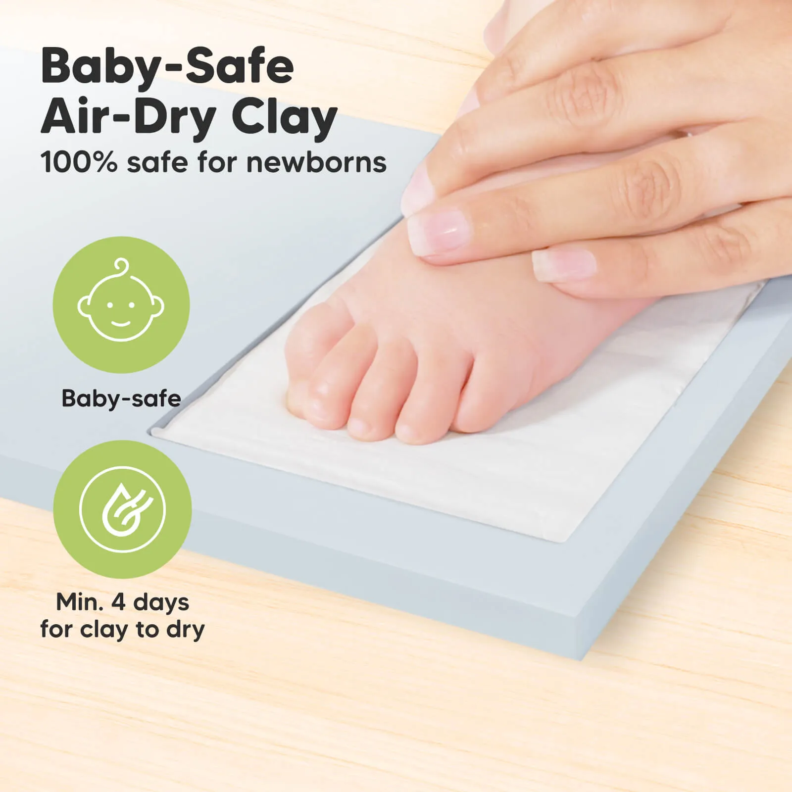 Baby Handprint & Footprint Keepsake Duo Frame (Mist Blue)