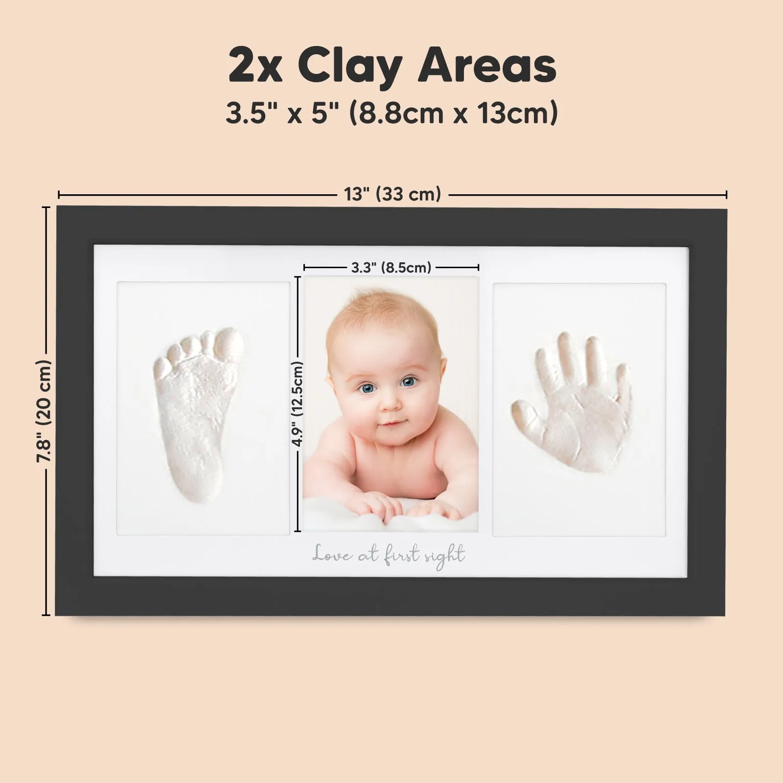 Baby Handprint & Footprint Keepsake Duo Frame (Onyx Black)