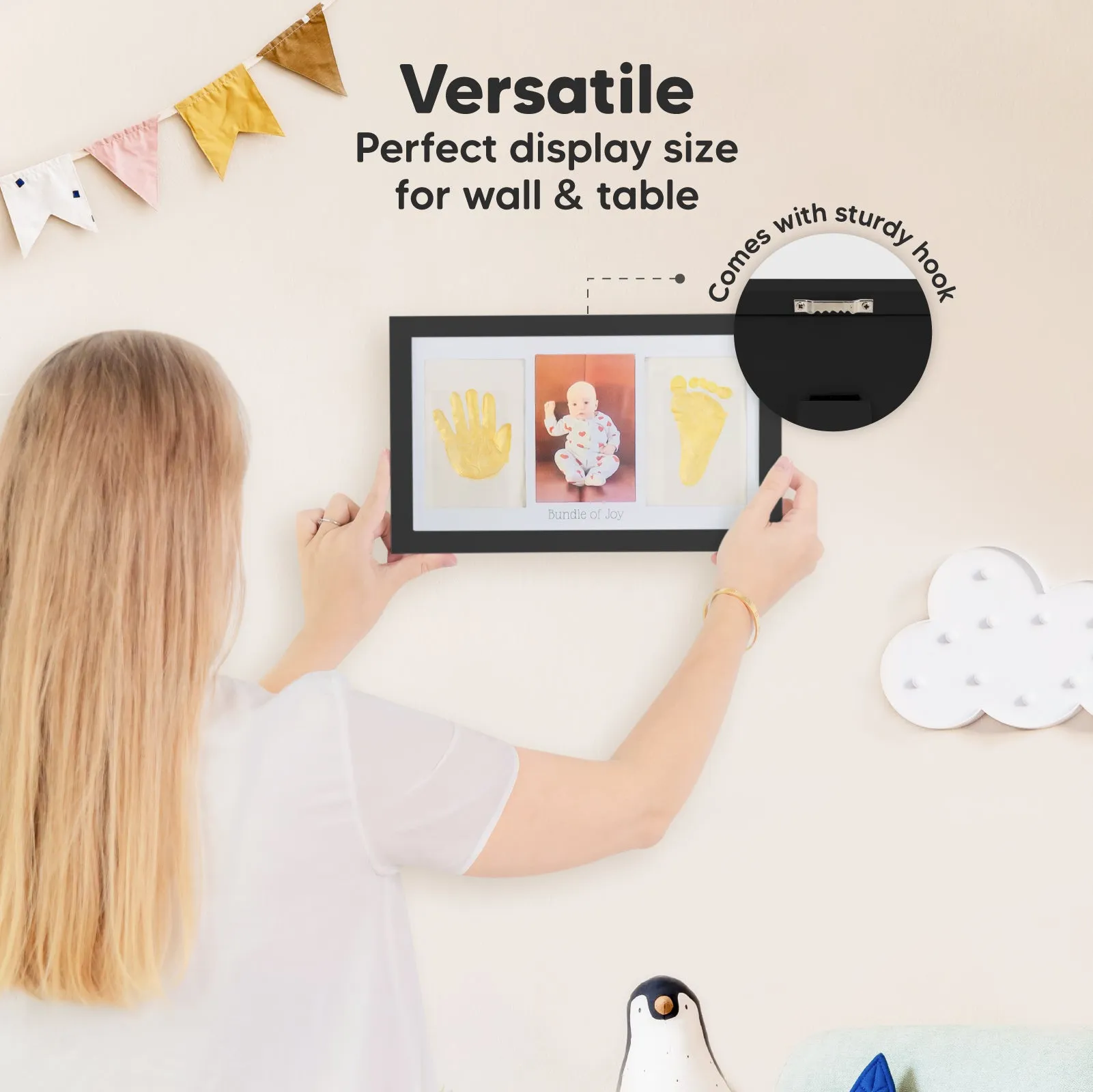 Baby Handprint & Footprint Keepsake Duo Frame (Onyx Black)