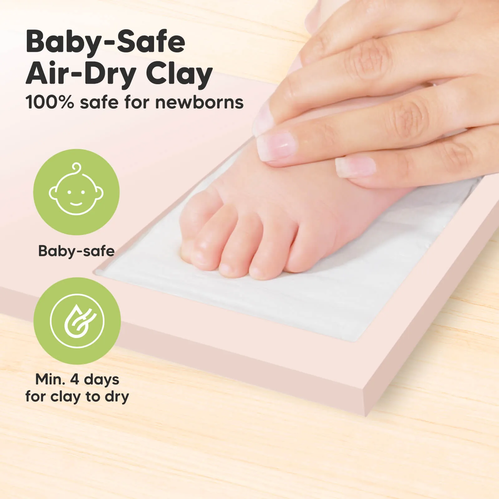 Baby Handprint & Footprint Keepsake Duo Frame (Petal Pink)