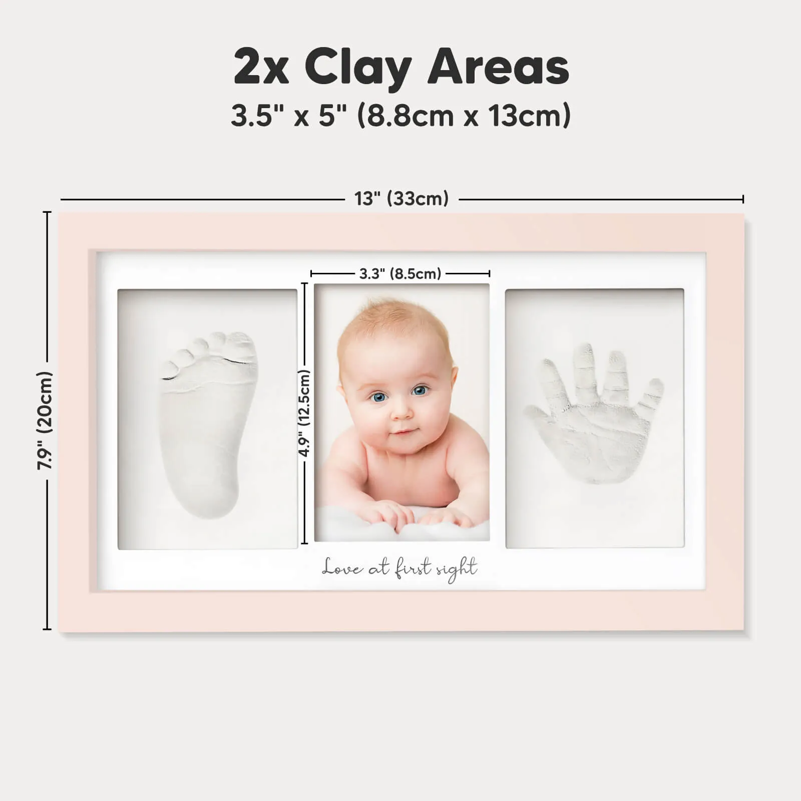 Baby Handprint & Footprint Keepsake Duo Frame (Petal Pink)