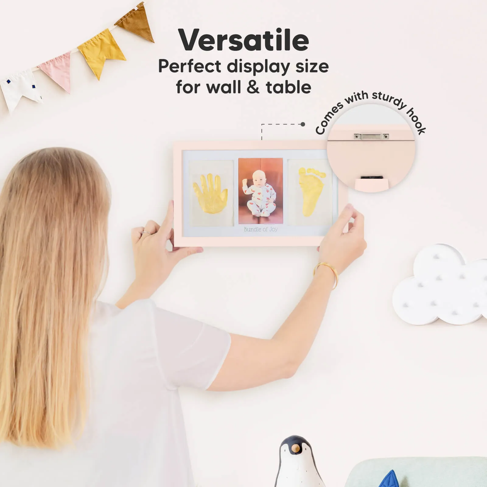 Baby Handprint & Footprint Keepsake Duo Frame (Petal Pink)