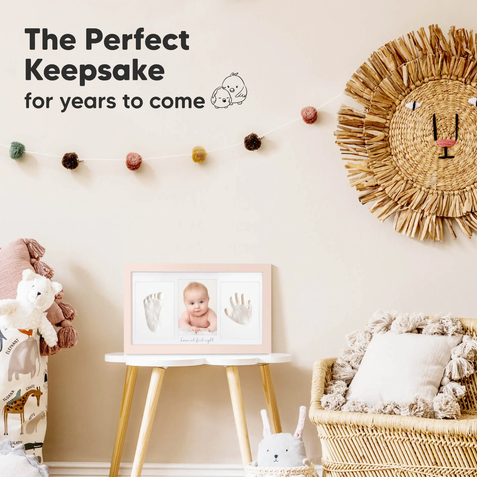 Baby Handprint & Footprint Keepsake Duo Frame (Petal Pink)