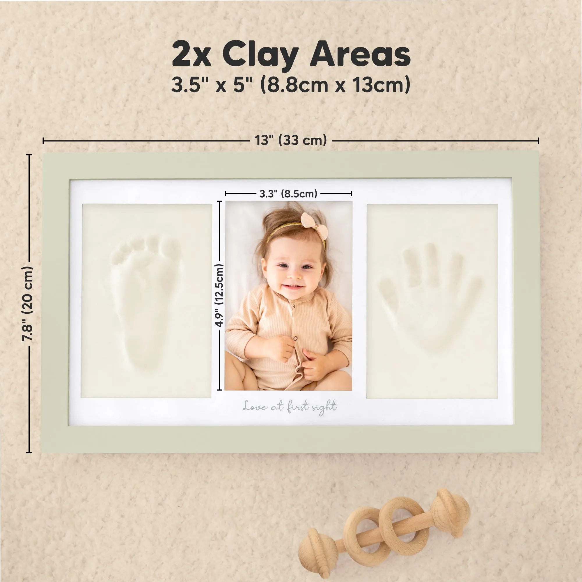 Baby Handprint & Footprint Keepsake Duo Frame (Sage)