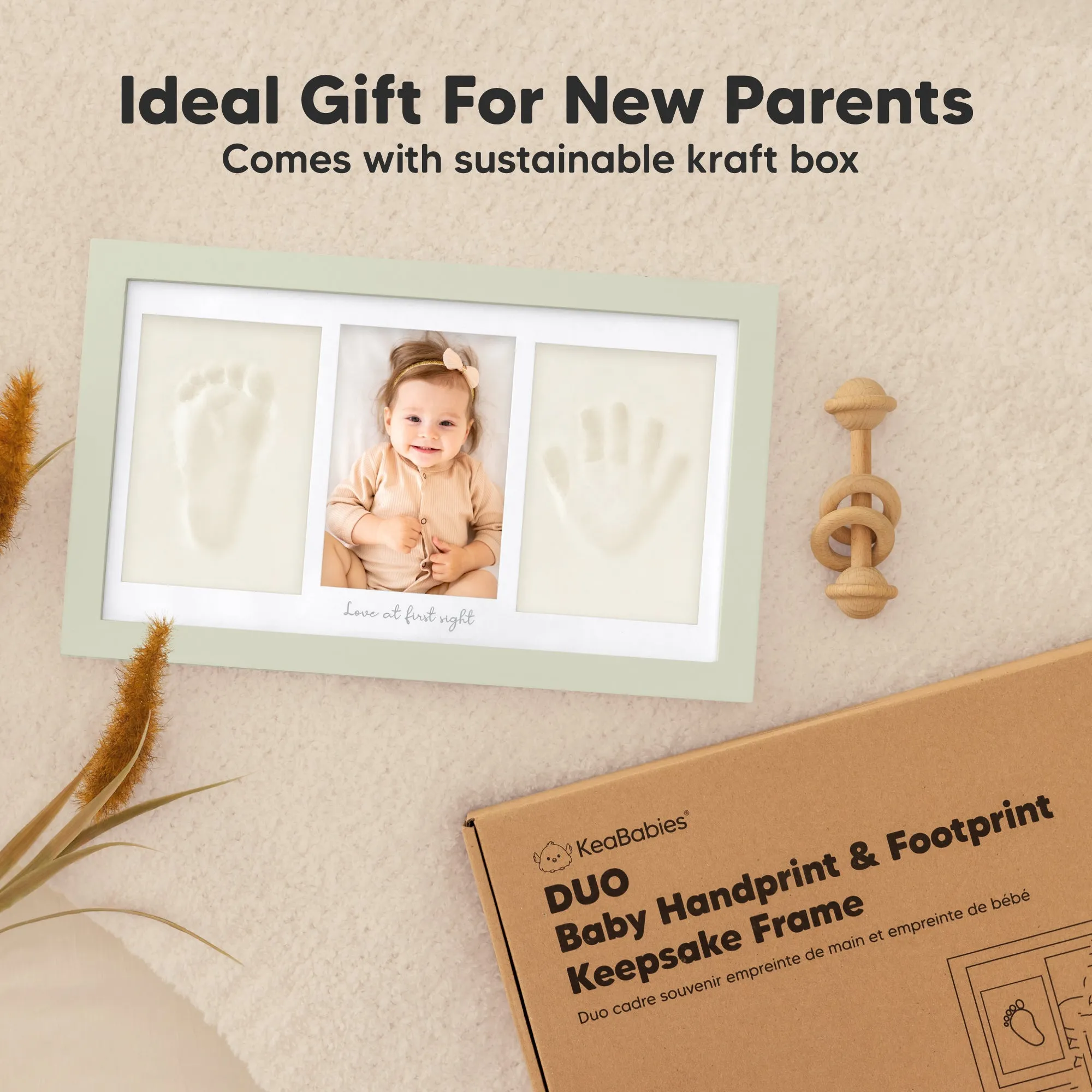 Baby Handprint & Footprint Keepsake Duo Frame (Sage)