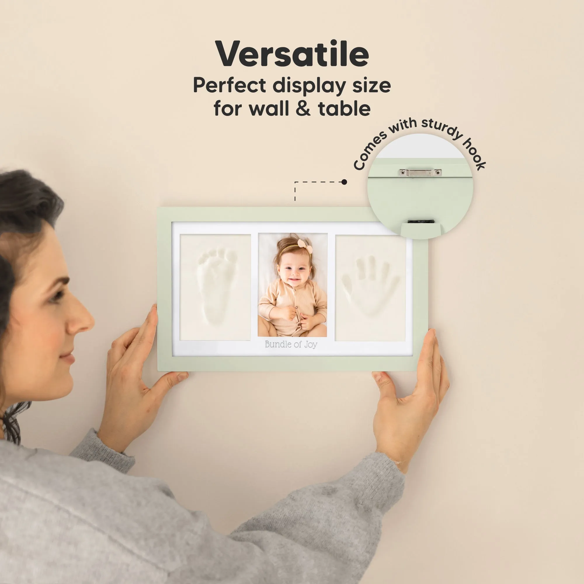 Baby Handprint & Footprint Keepsake Duo Frame (Sage)