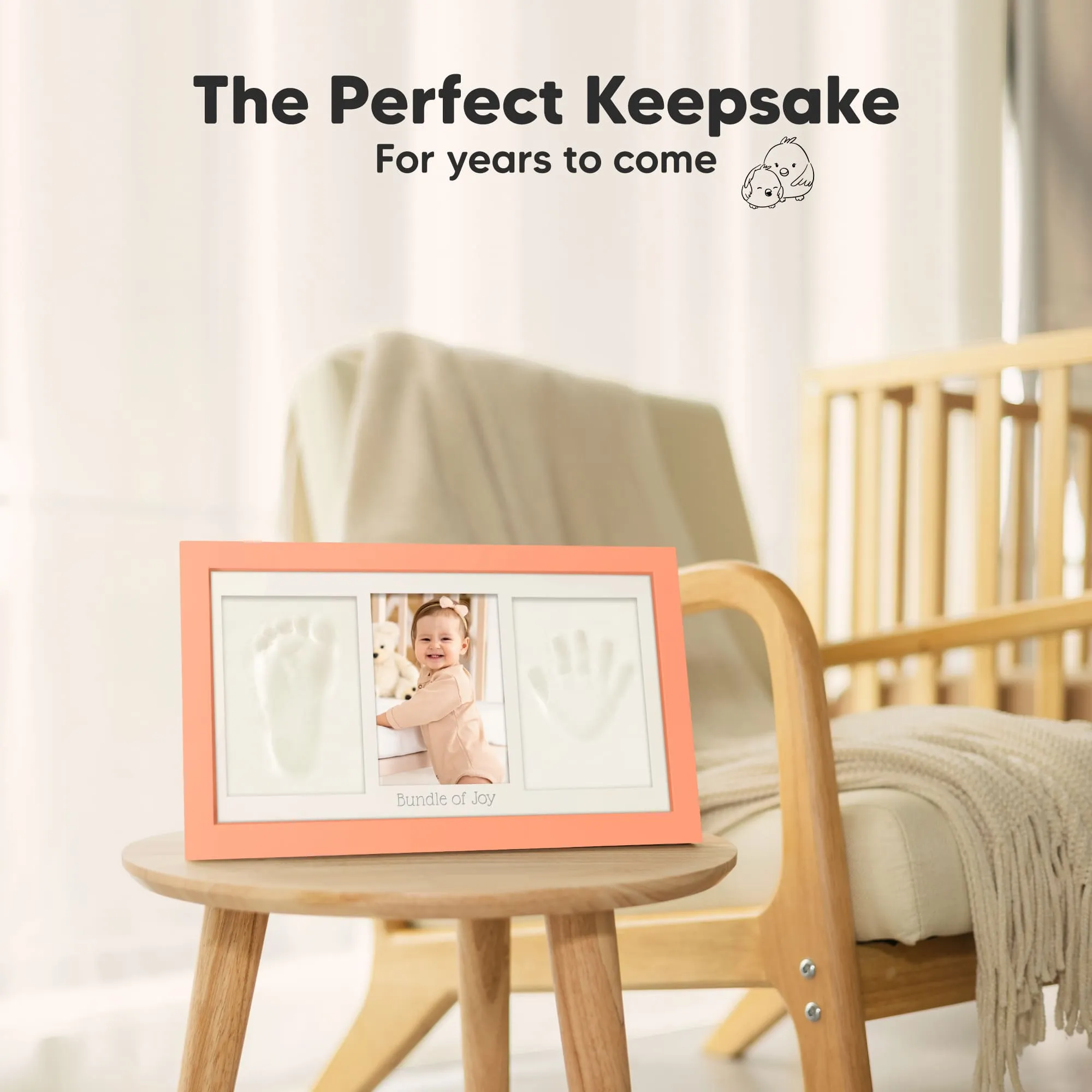 Baby Handprint & Footprint Keepsake Duo Frame (Salmon)