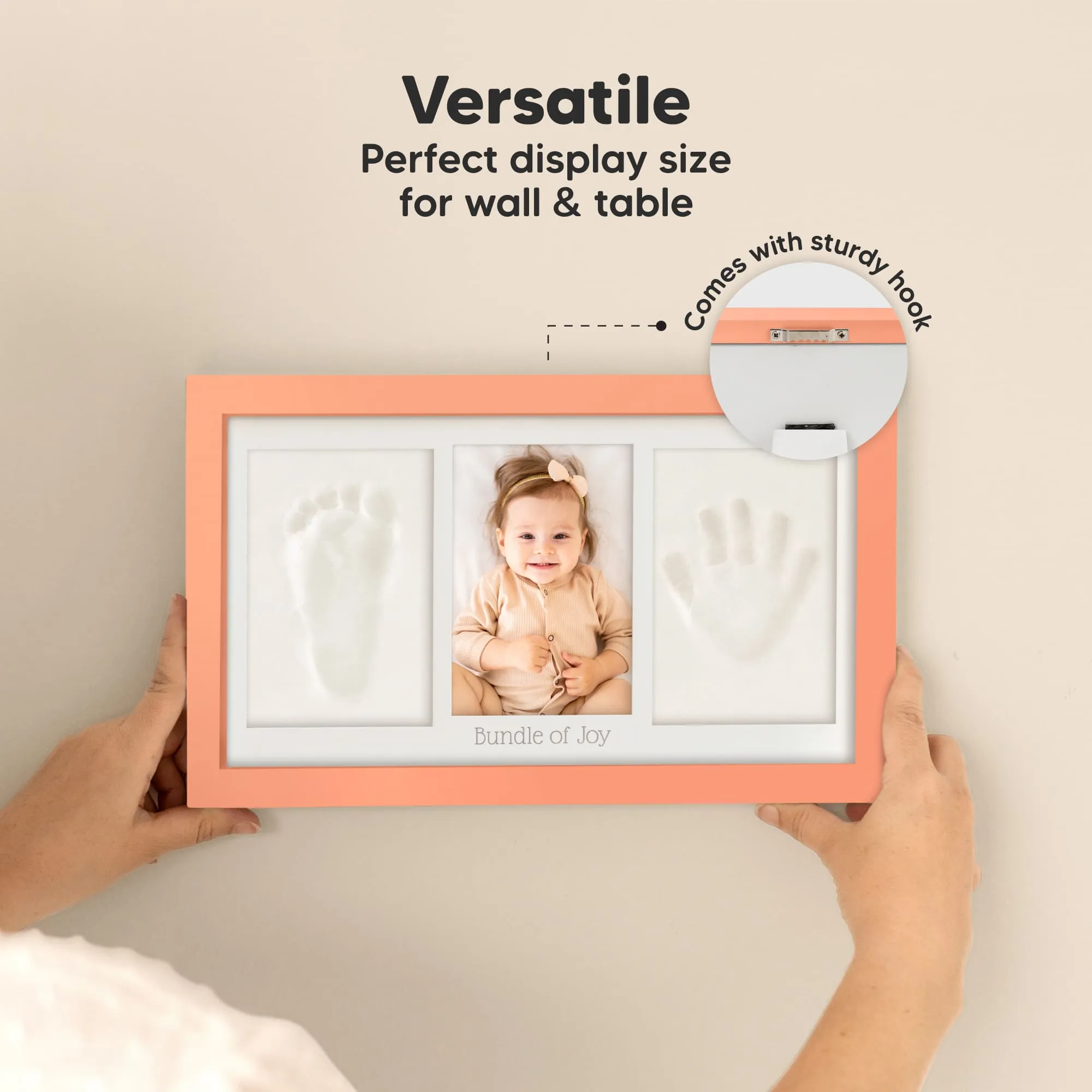 Baby Handprint & Footprint Keepsake Duo Frame (Salmon)