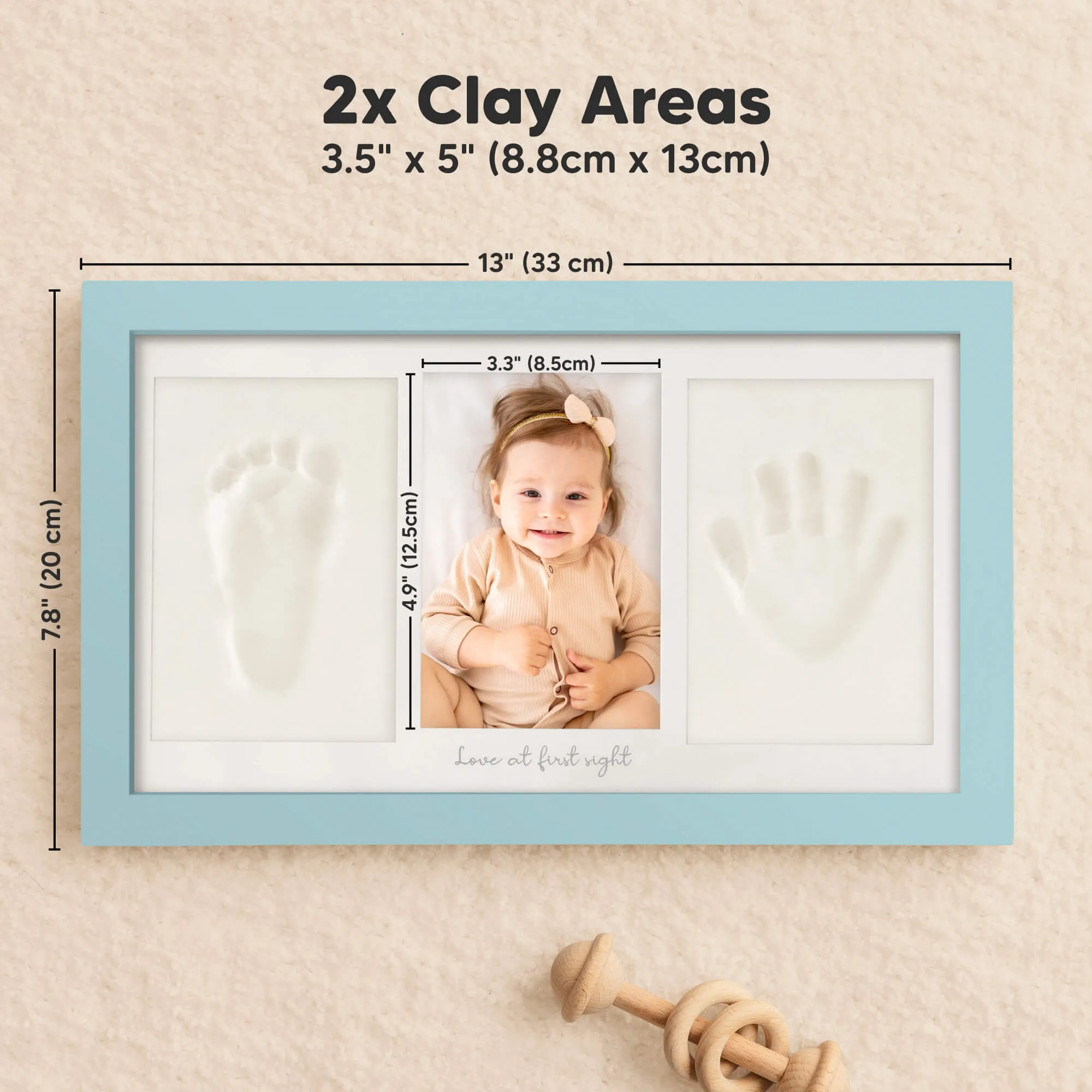 Baby Handprint & Footprint Keepsake Duo Frame (Sky Blue)
