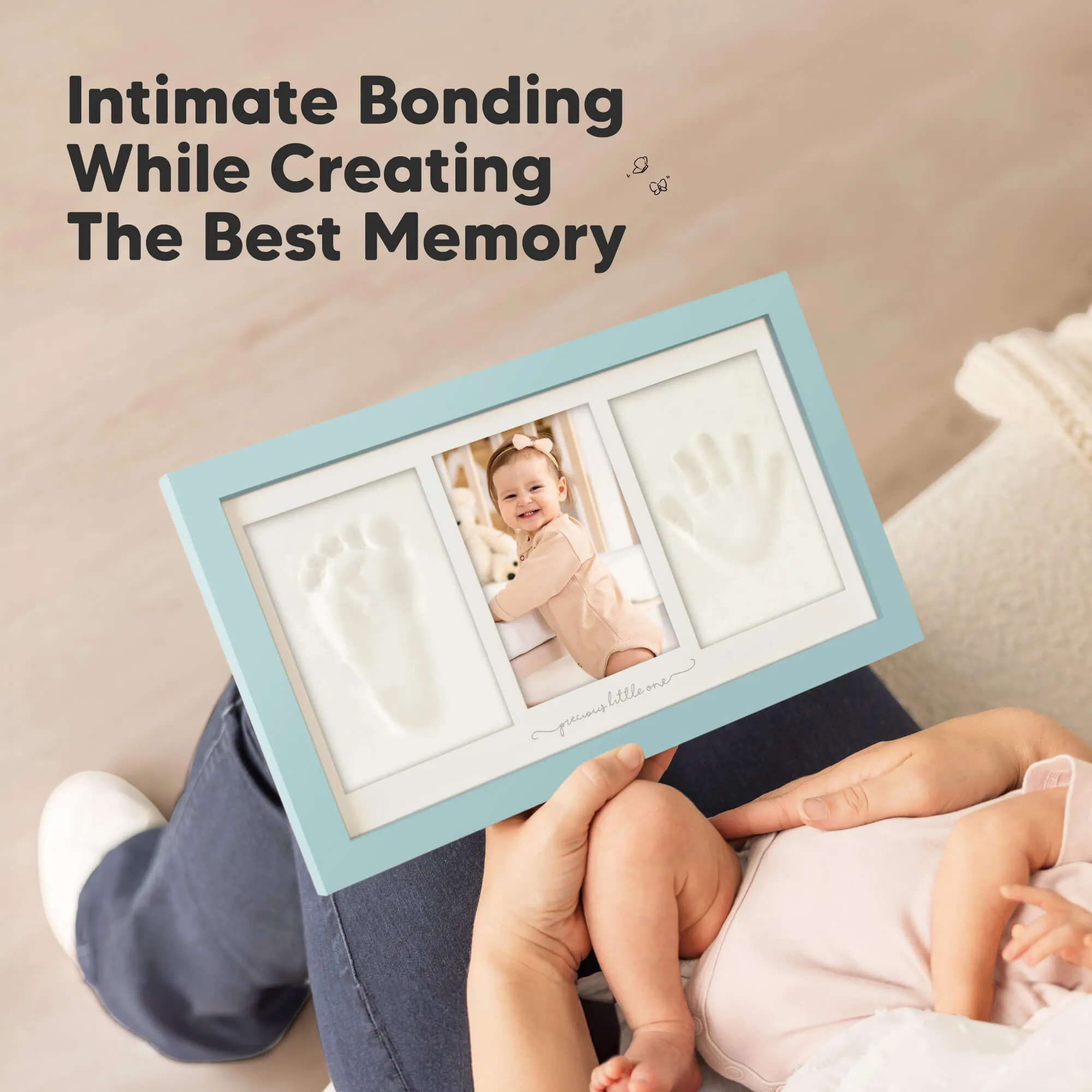 Baby Handprint & Footprint Keepsake Duo Frame (Sky Blue)