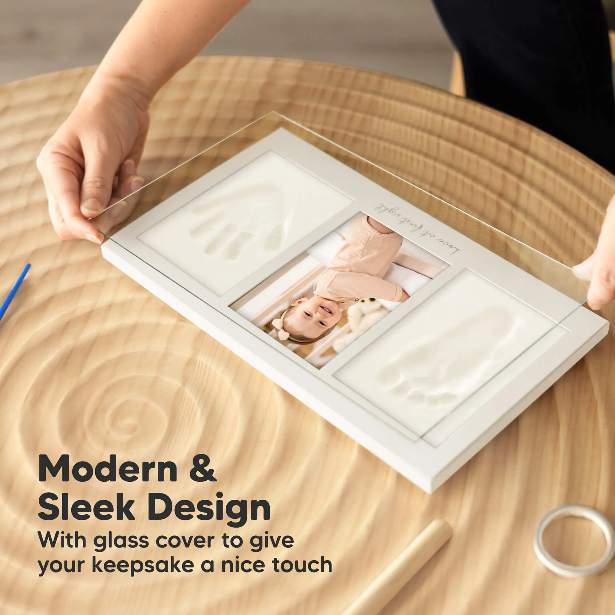 Baby Handprint & Footprint Keepsake Duo Frame (Sweet Pink)