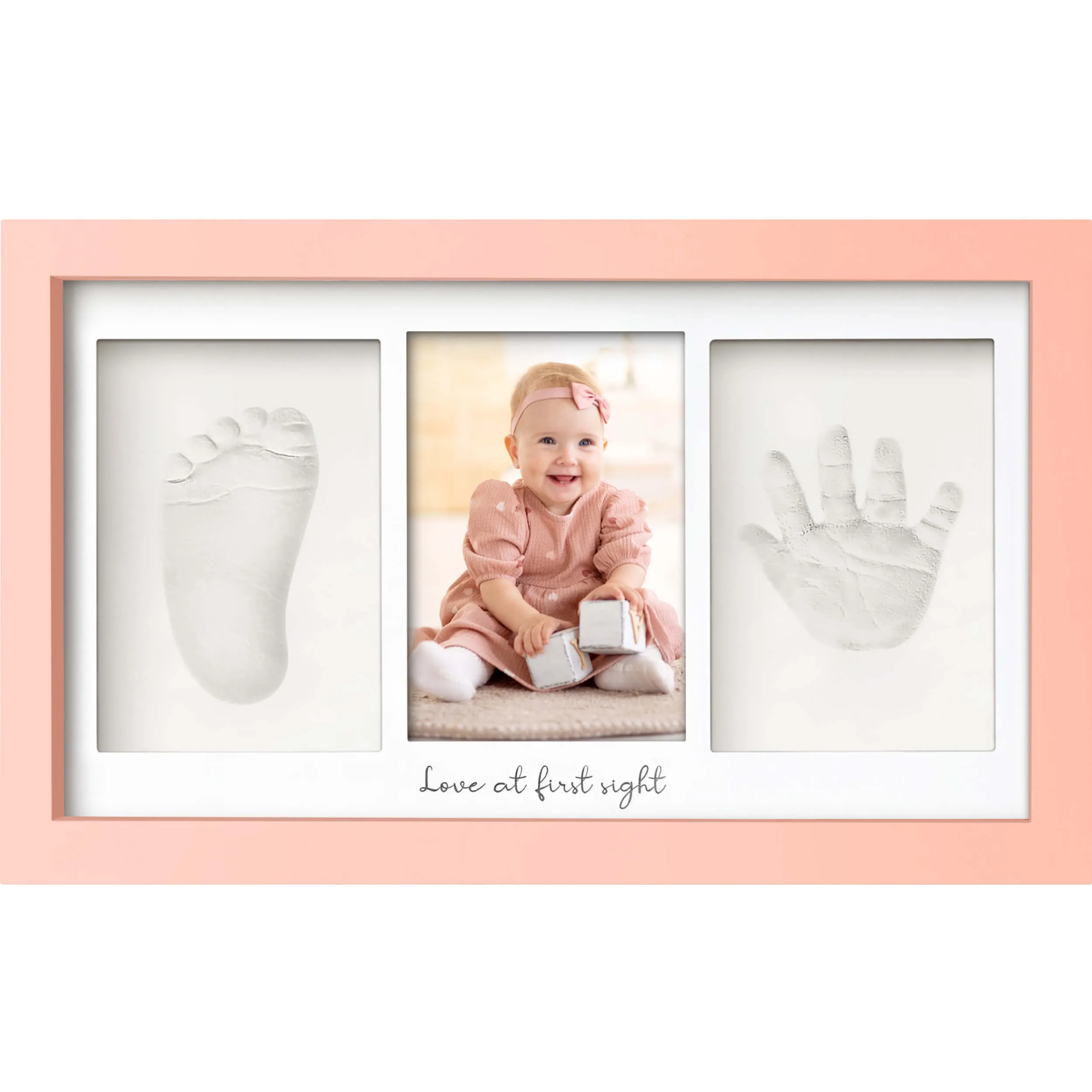 Baby Handprint & Footprint Keepsake Duo Frame (Sweet Pink)