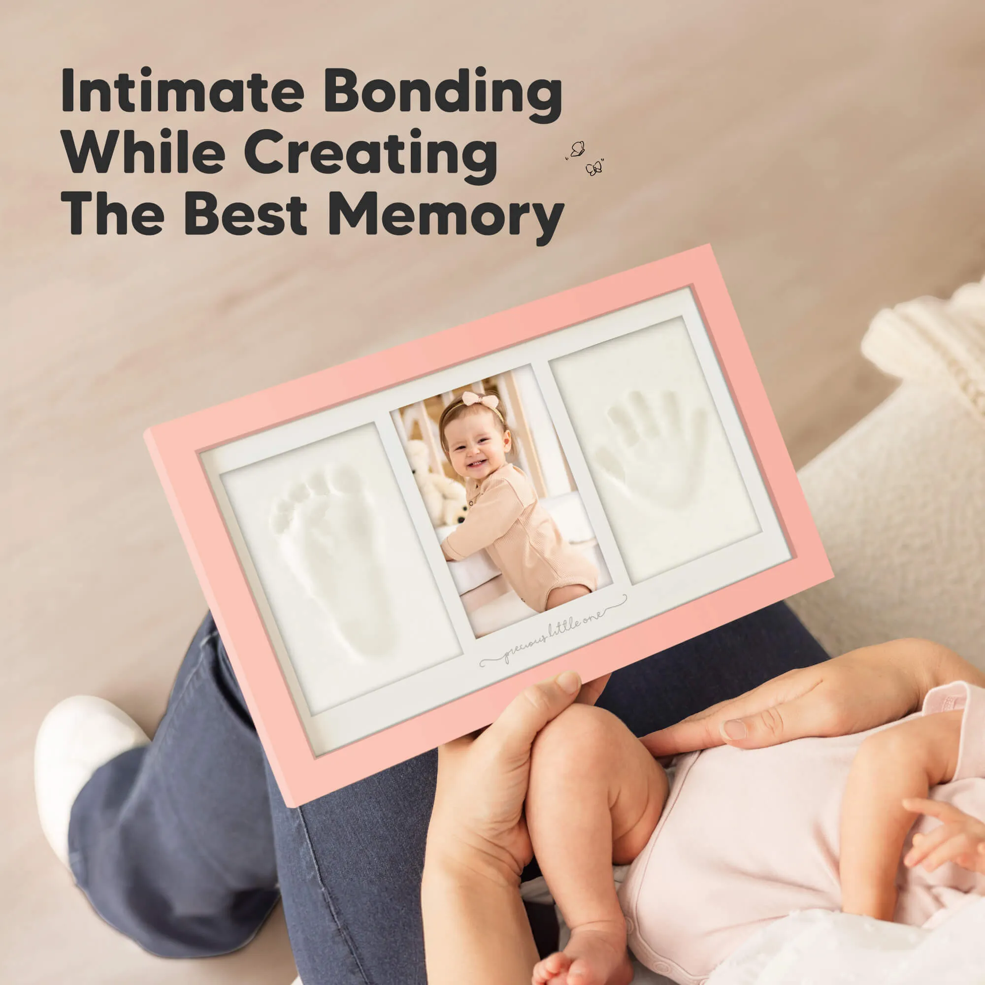 Baby Handprint & Footprint Keepsake Duo Frame (Sweet Pink)