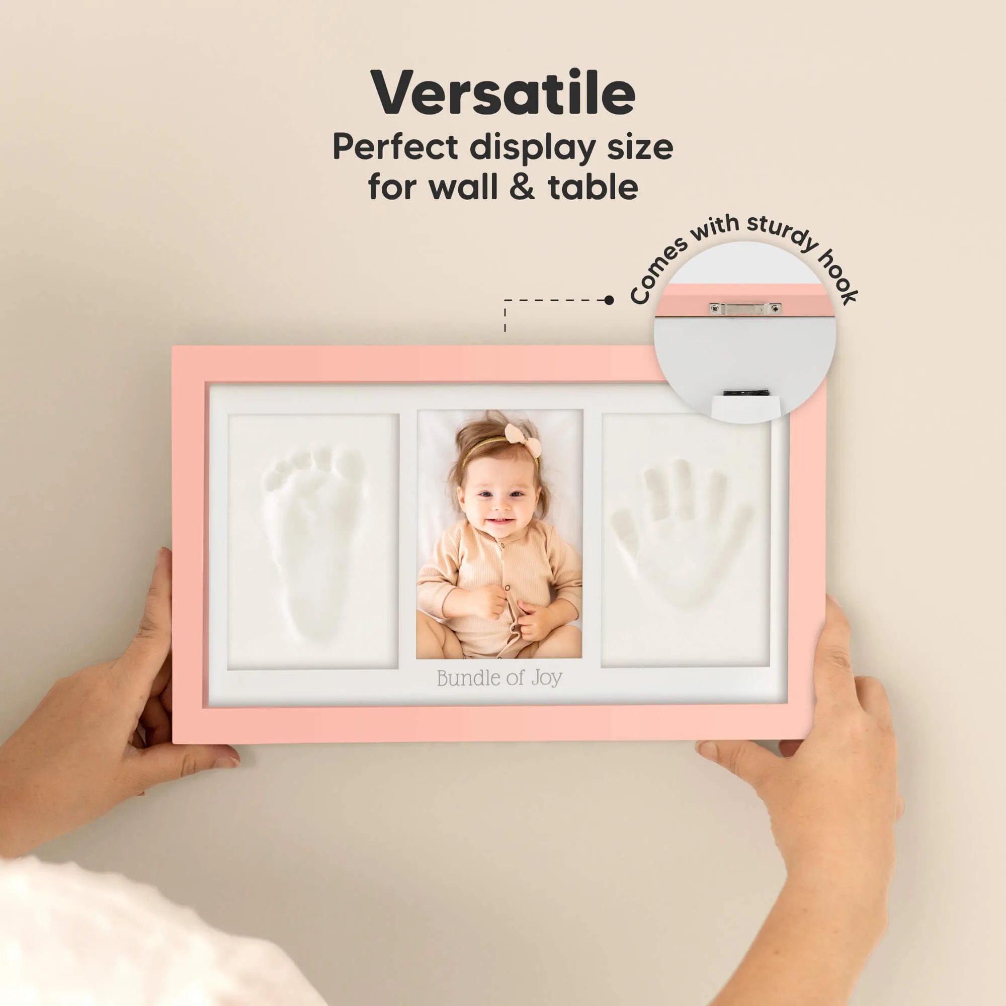 Baby Handprint & Footprint Keepsake Duo Frame (Sweet Pink)
