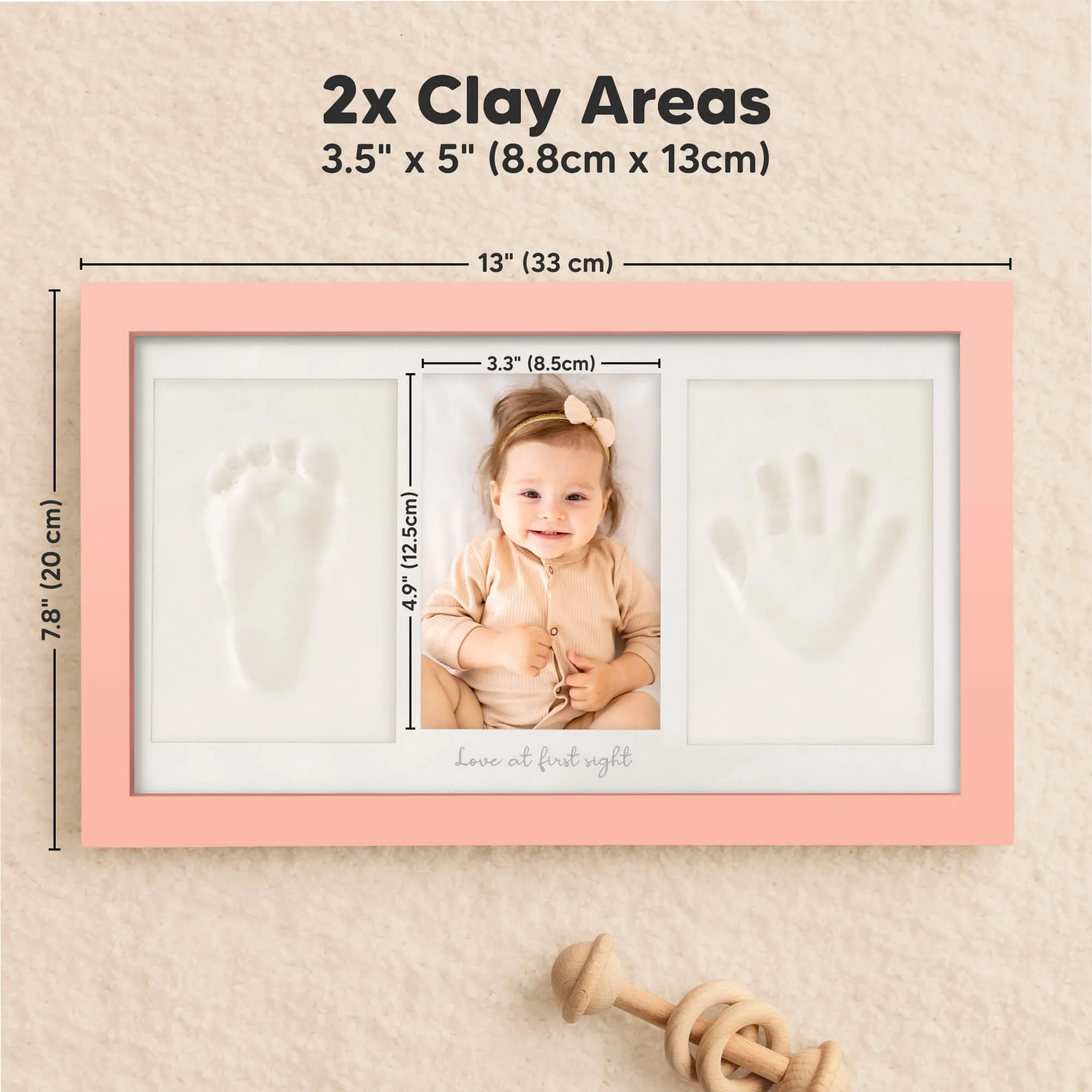 Baby Handprint & Footprint Keepsake Duo Frame (Sweet Pink)