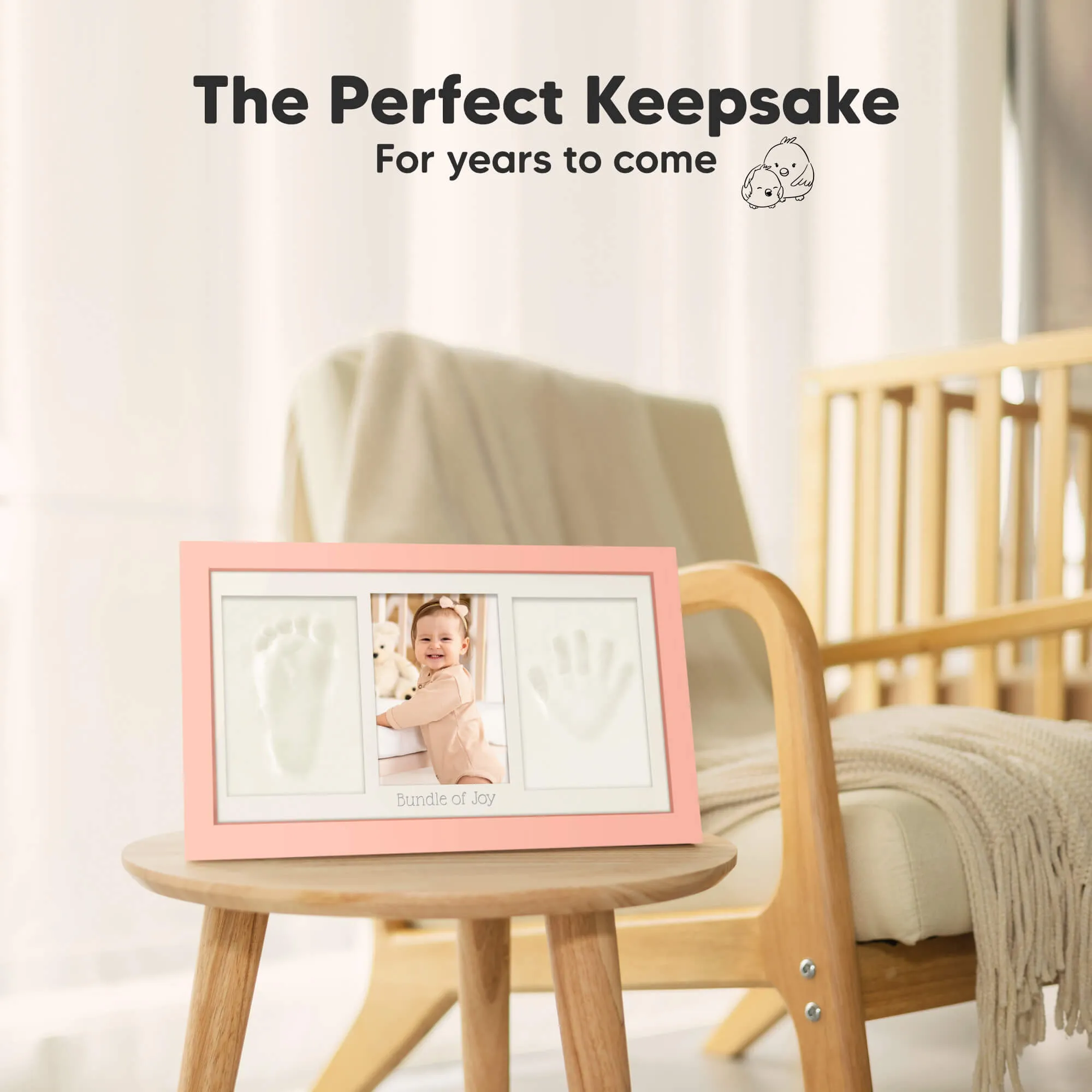 Baby Handprint & Footprint Keepsake Duo Frame (Sweet Pink)