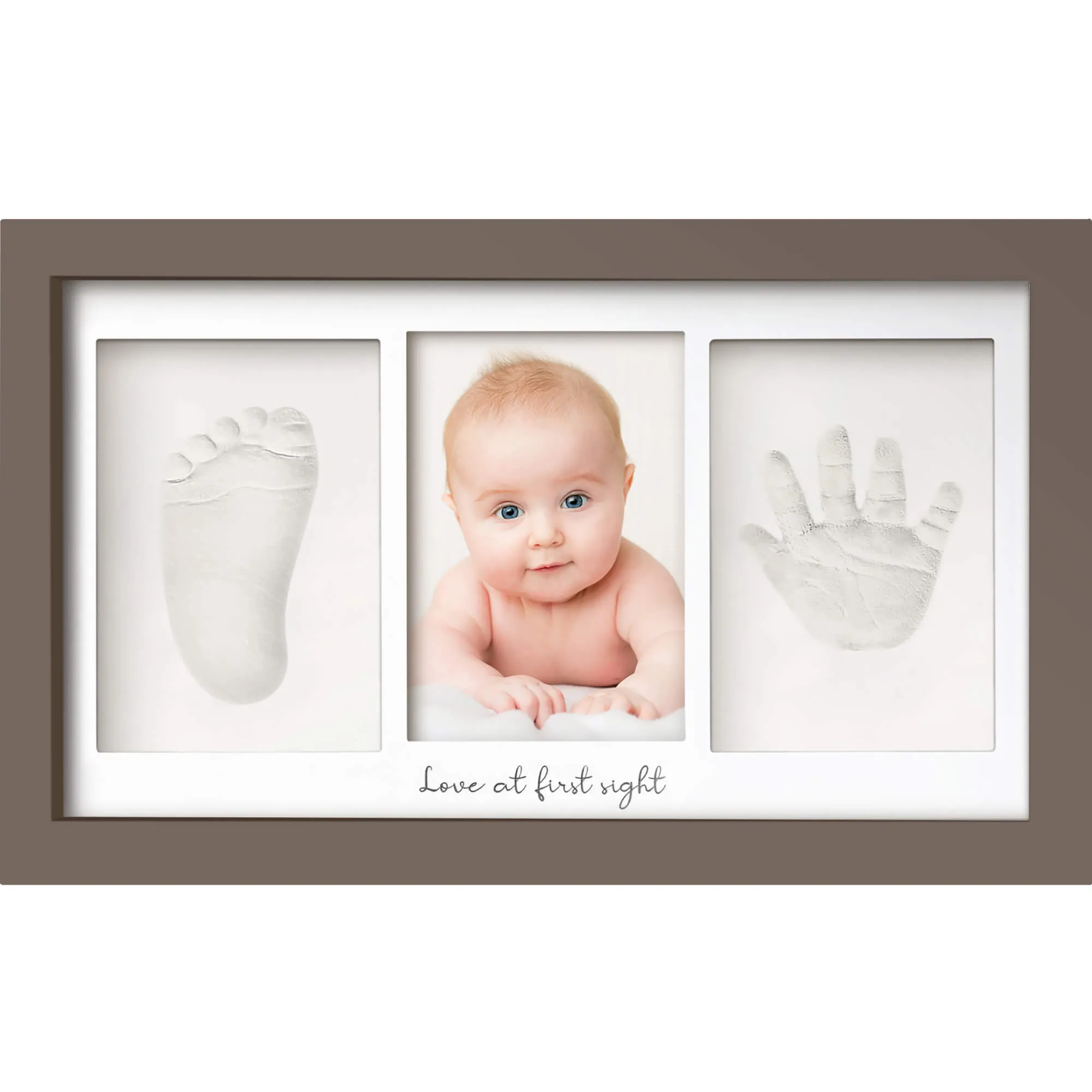 Baby Handprint & Footprint Keepsake Duo Frame (Taupe)