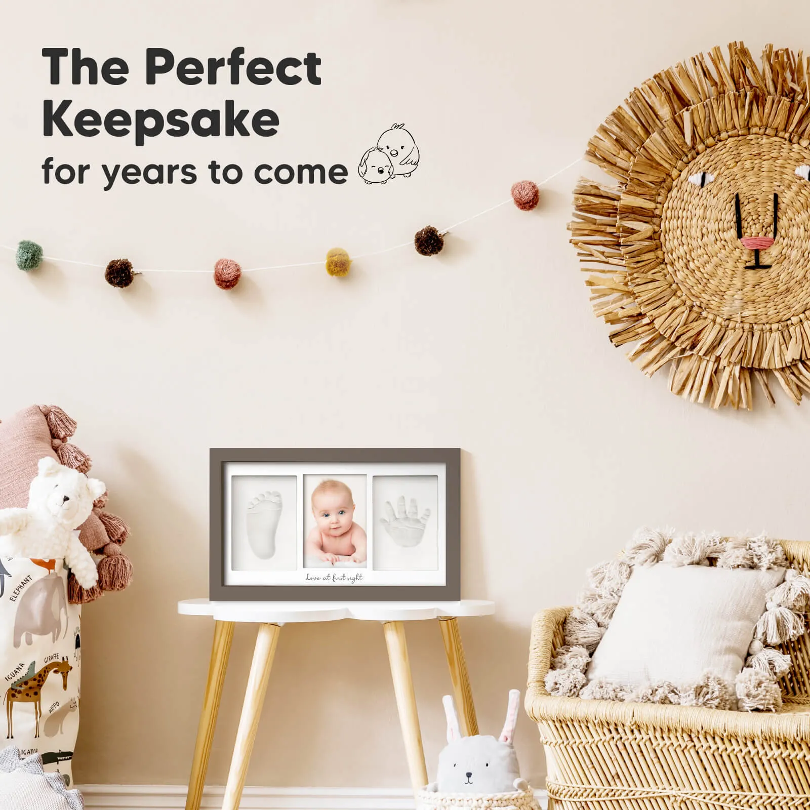 Baby Handprint & Footprint Keepsake Duo Frame (Taupe)