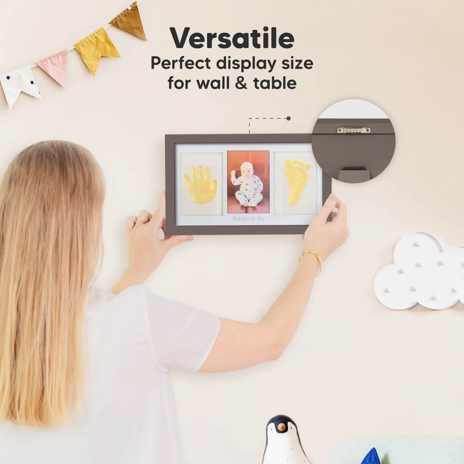 Baby Handprint & Footprint Keepsake Duo Frame (Taupe)
