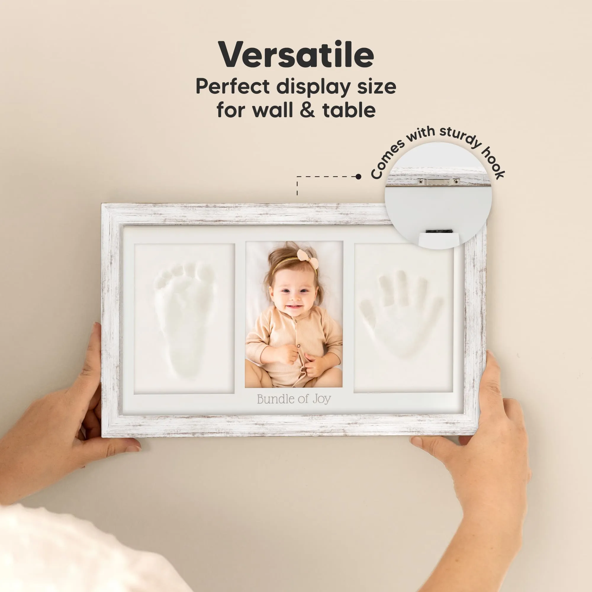 Baby Handprint & Footprint Keepsake Duo Frame (Vintage Gray)