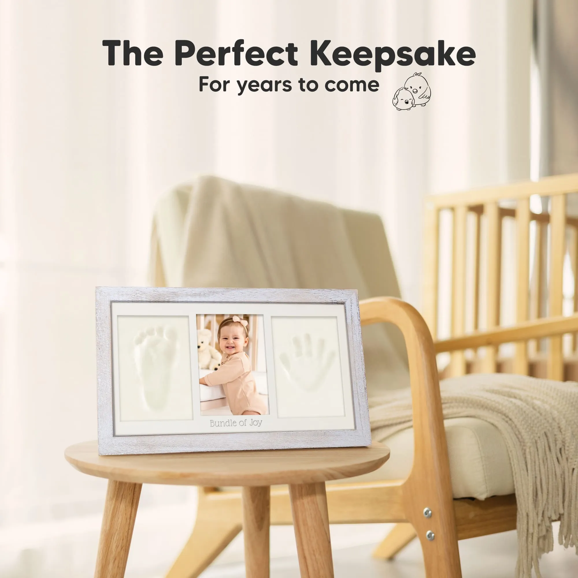 Baby Handprint & Footprint Keepsake Duo Frame (Vintage Gray)