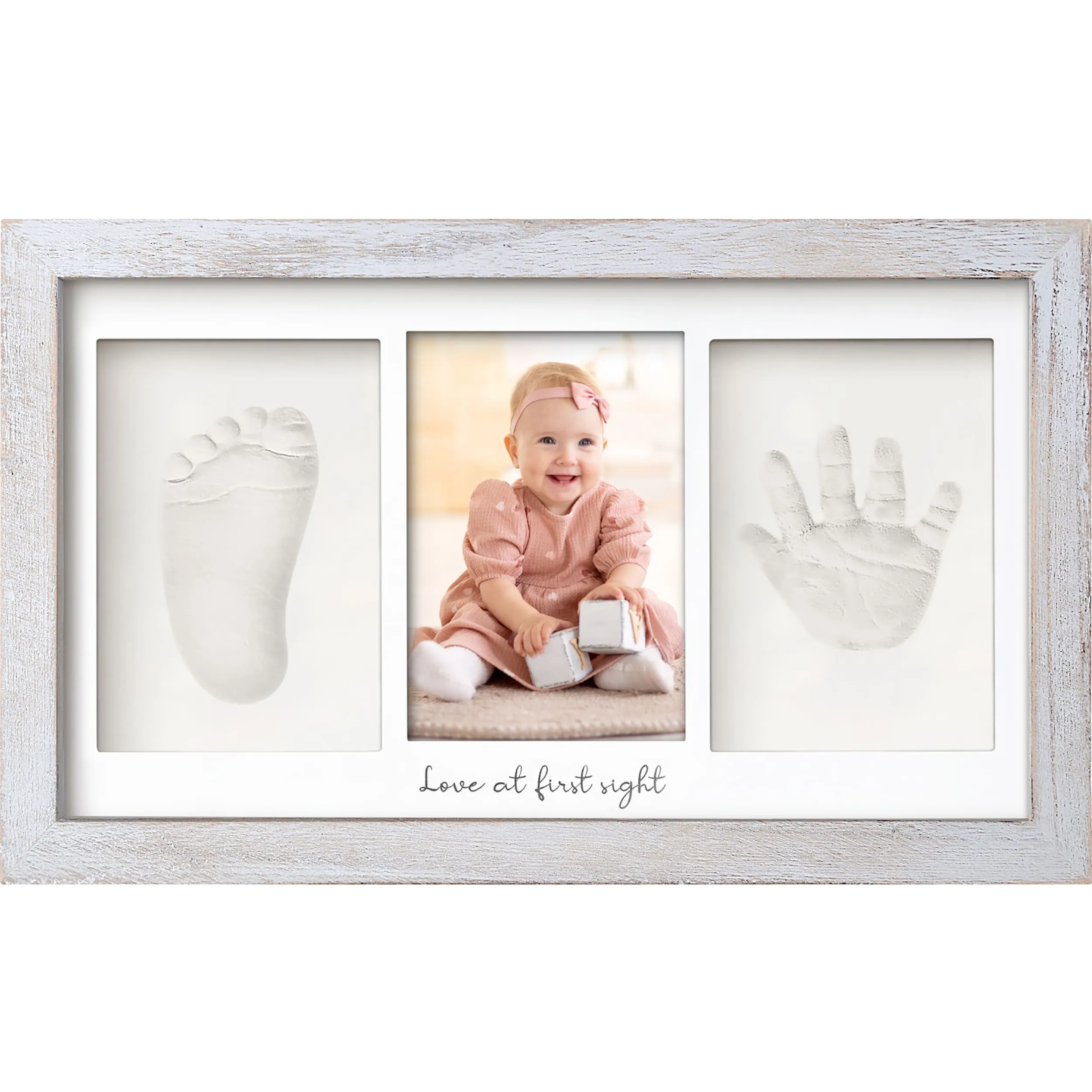 Baby Handprint & Footprint Keepsake Duo Frame (Vintage Gray)