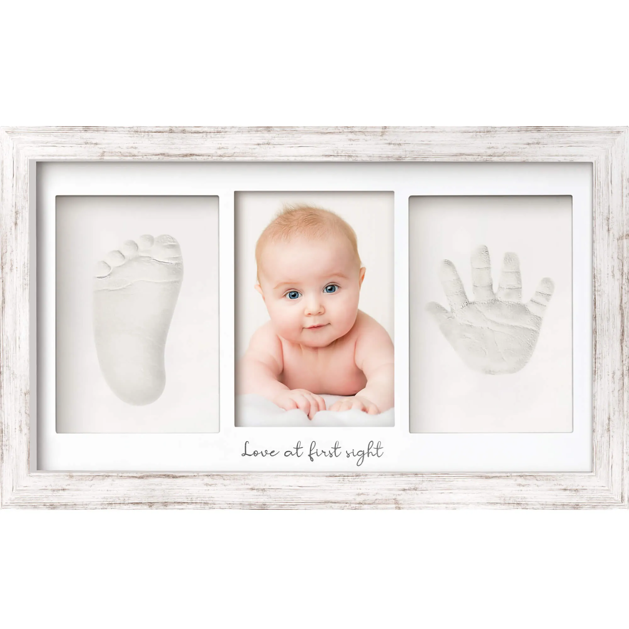 Baby Handprint & Footprint Keepsake Duo Frame (Vintage White)