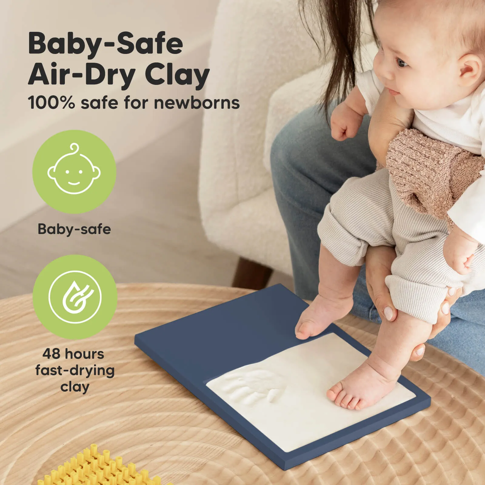 Baby Handprint & Footprint Keepsake Solo Frame (Midnight Blue)