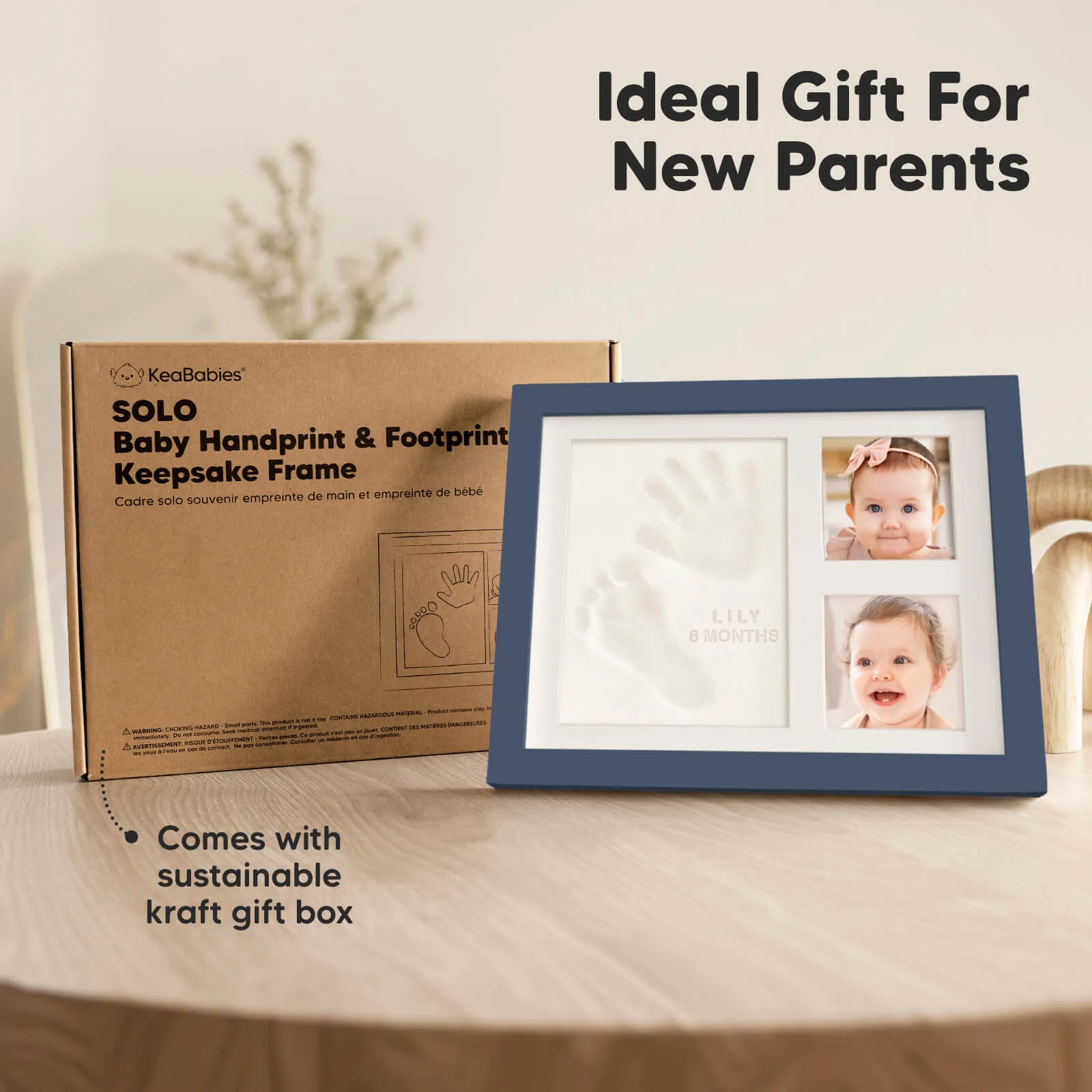 Baby Handprint & Footprint Keepsake Solo Frame (Midnight Blue)