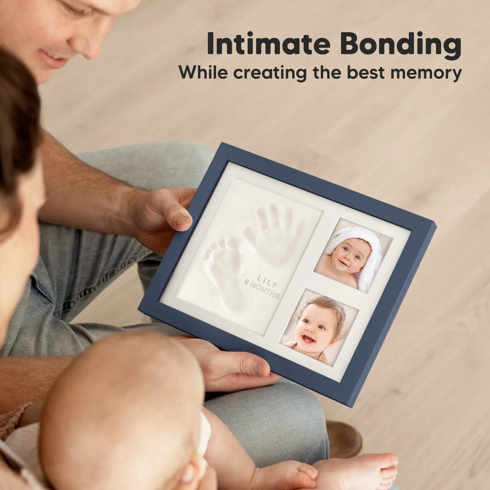 Baby Handprint & Footprint Keepsake Solo Frame (Midnight Blue)