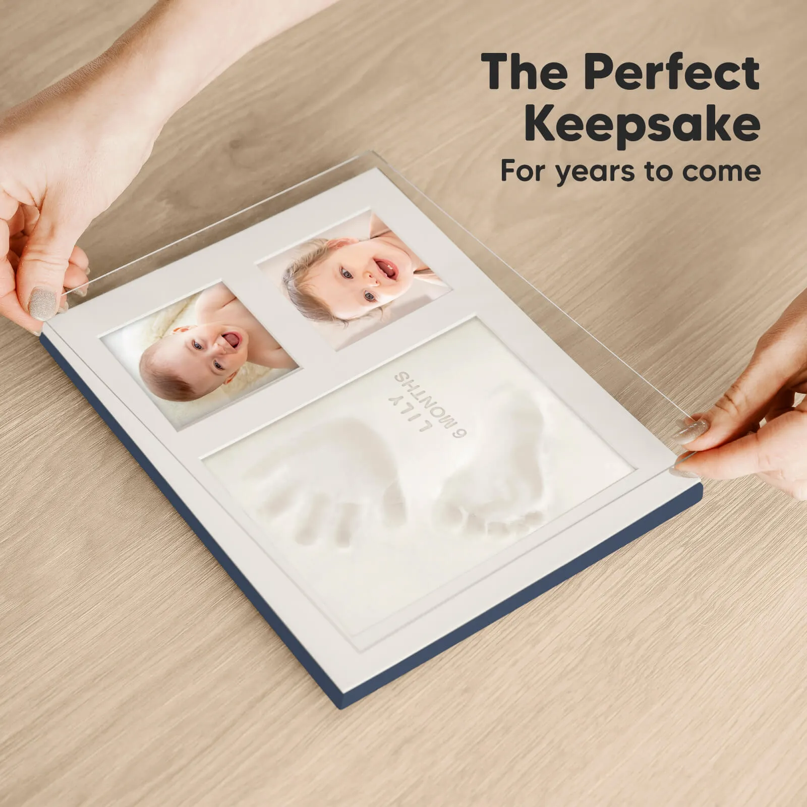 Baby Handprint & Footprint Keepsake Solo Frame (Midnight Blue)