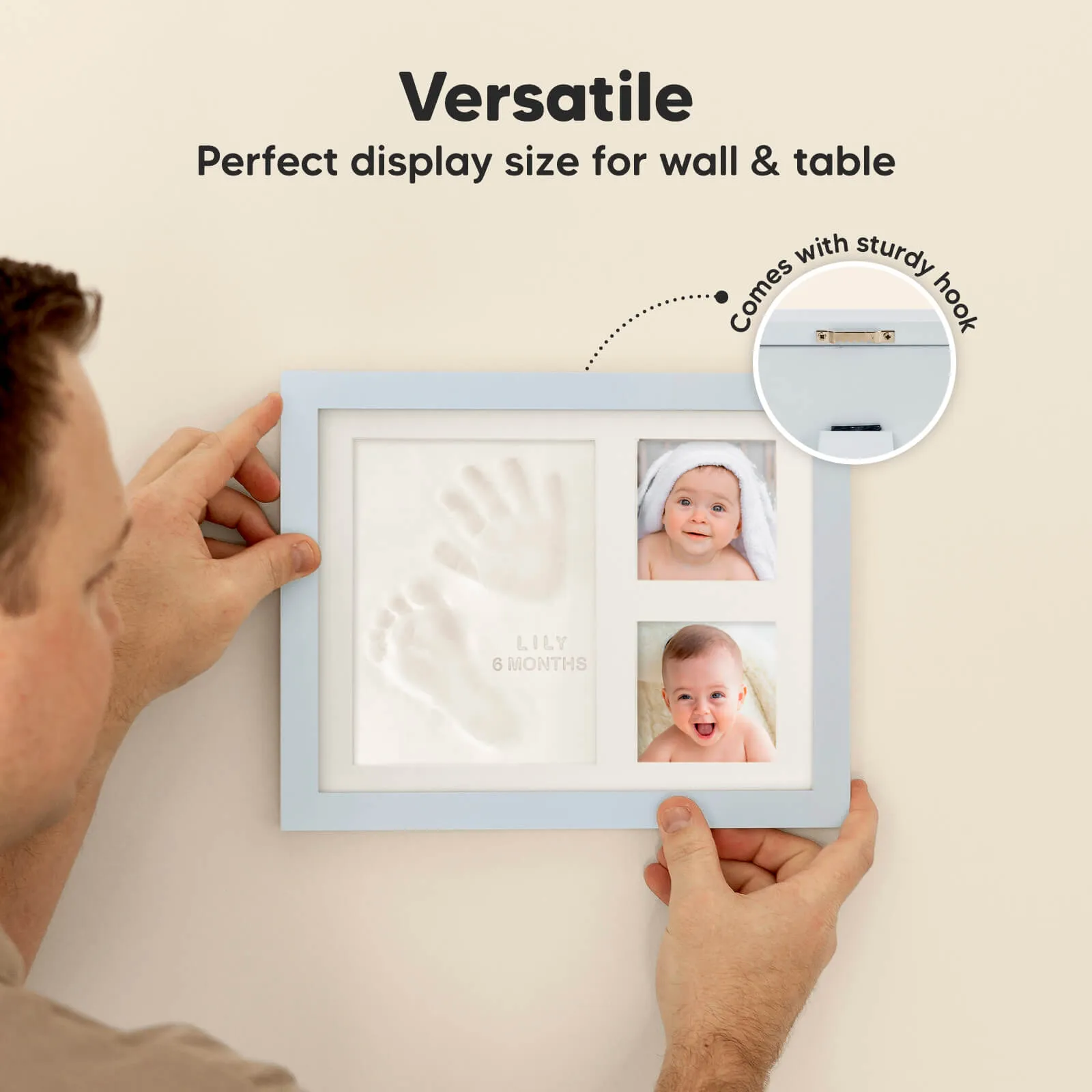 Baby Handprint & Footprint Keepsake Solo Frame (Mist Blue)