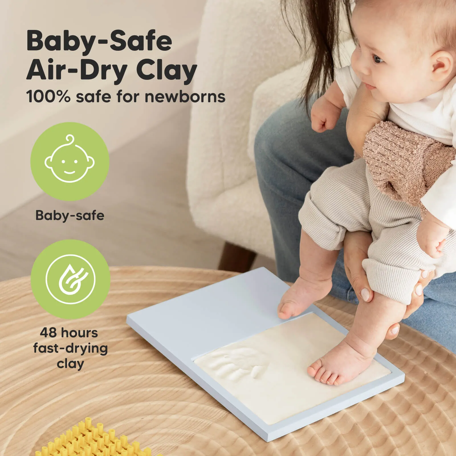 Baby Handprint & Footprint Keepsake Solo Frame (Mist Blue)