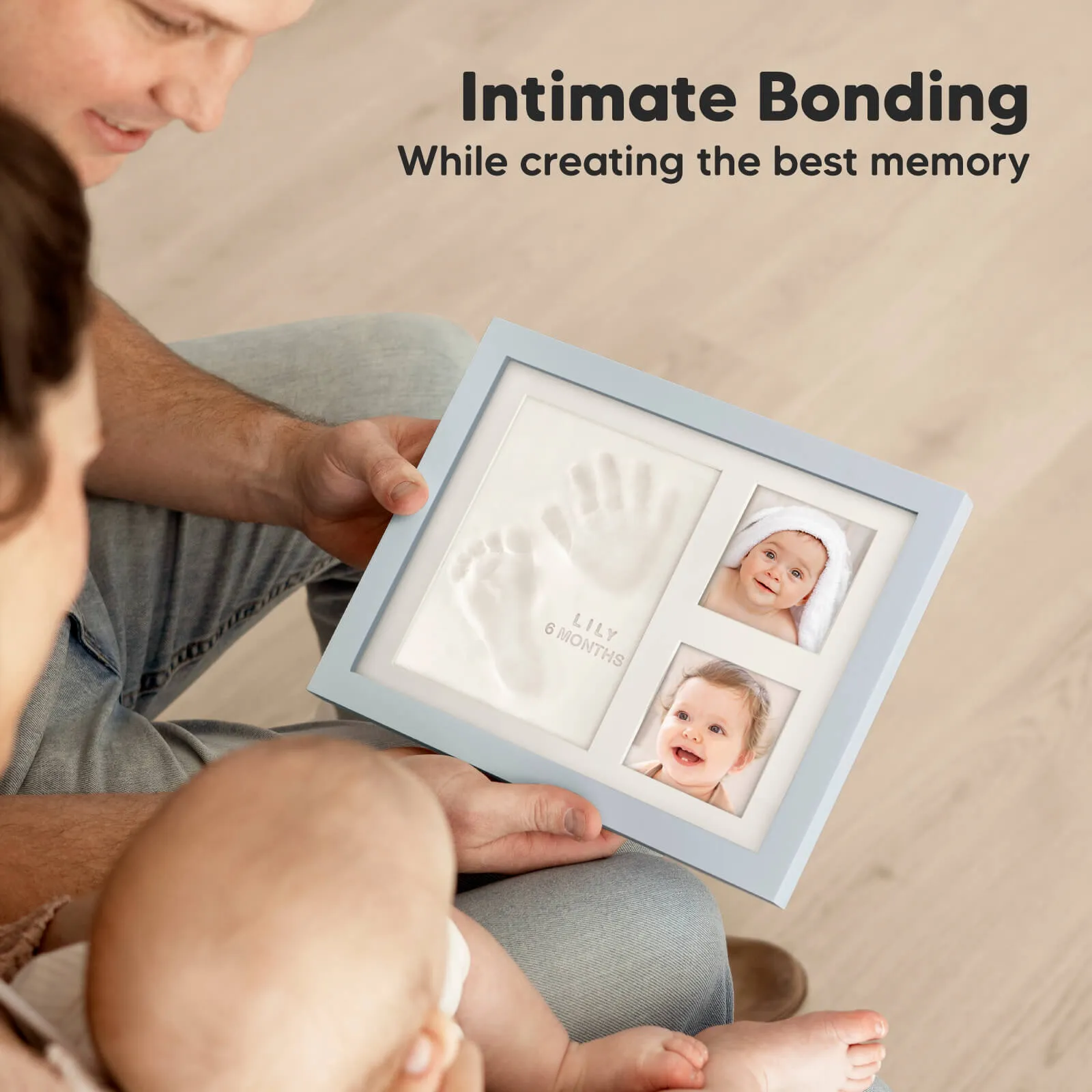 Baby Handprint & Footprint Keepsake Solo Frame (Mist Blue)