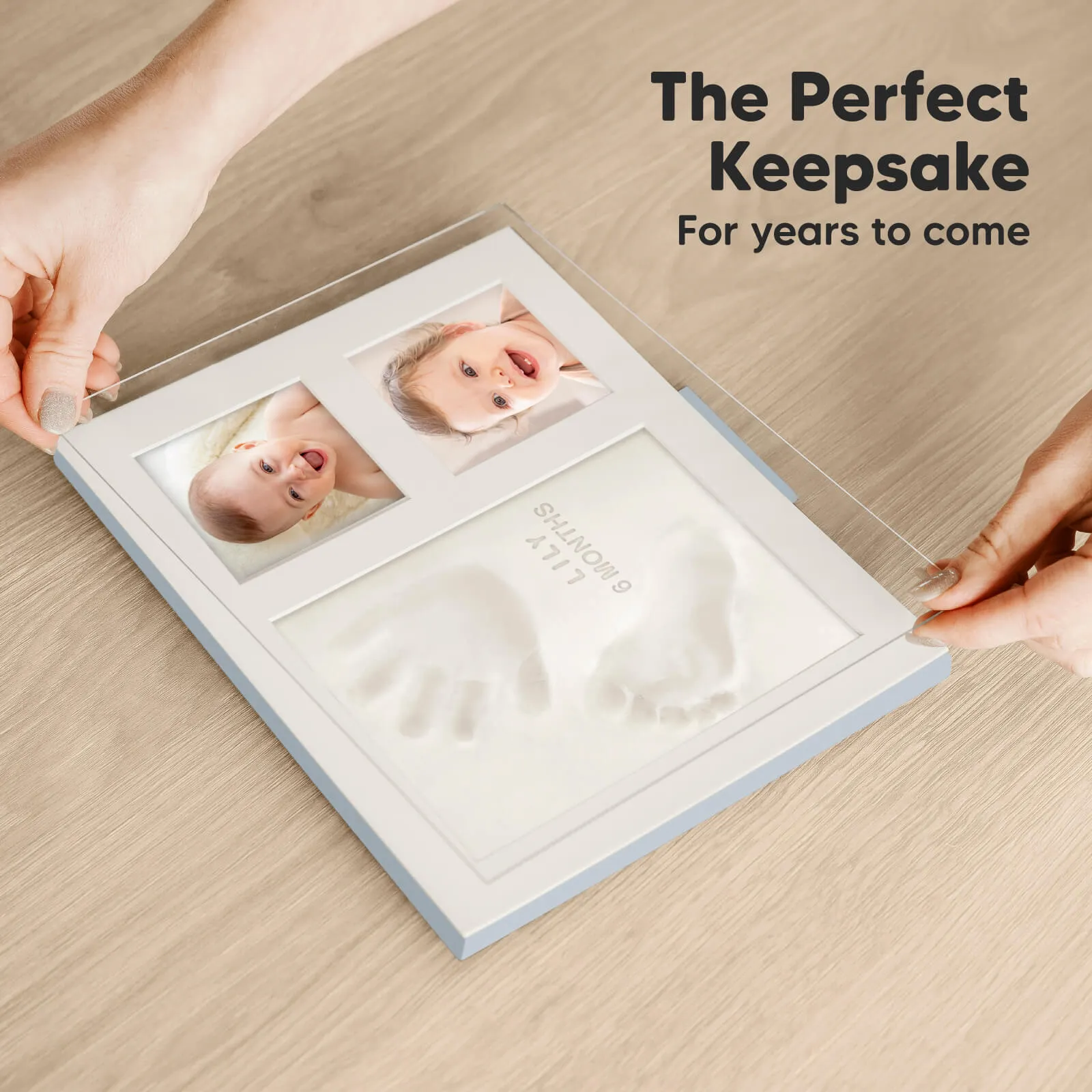 Baby Handprint & Footprint Keepsake Solo Frame (Mist Blue)