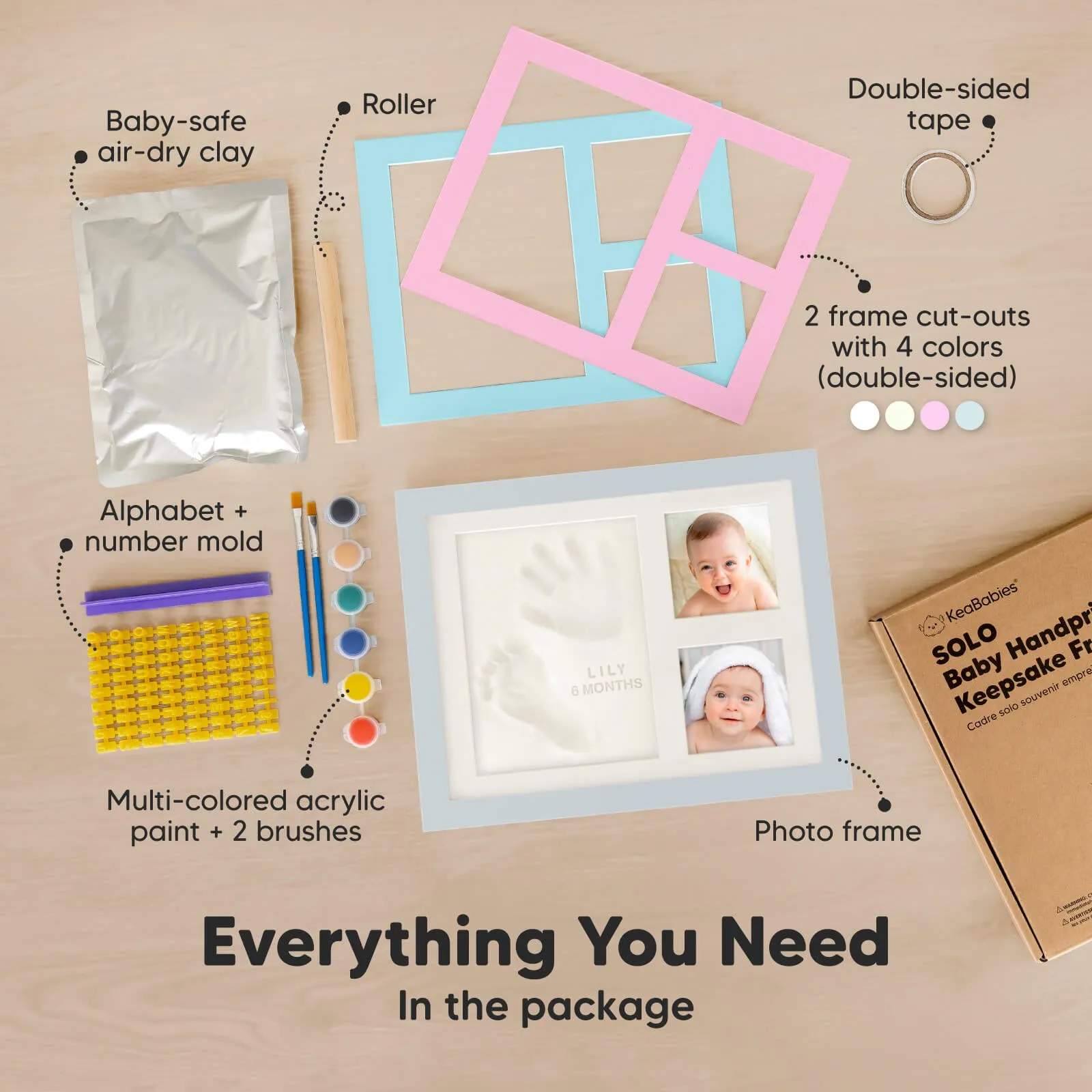 Baby Handprint & Footprint Keepsake Solo Frame (Mist Blue)