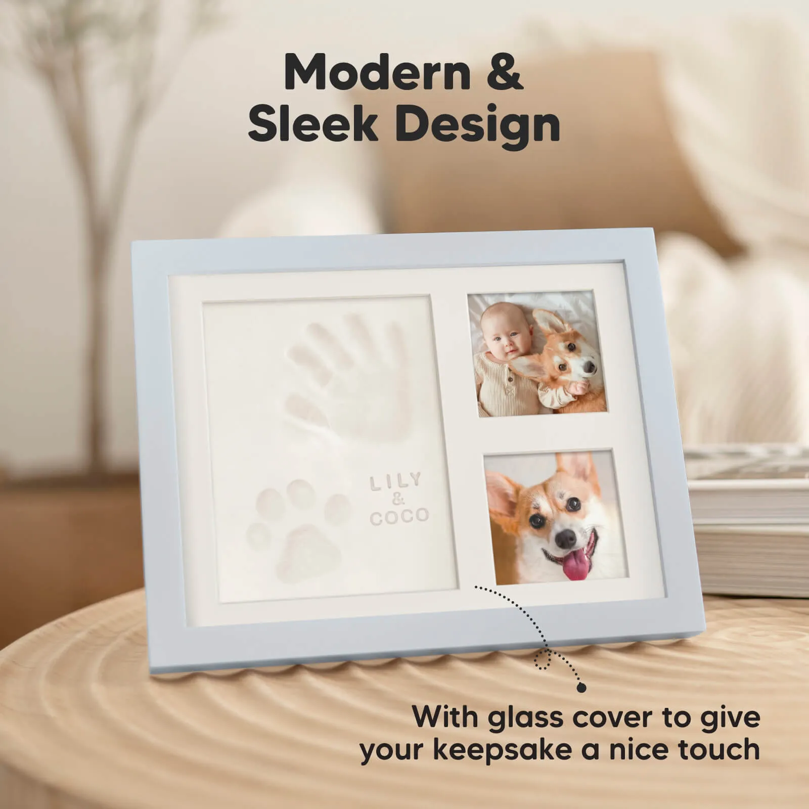 Baby Handprint & Footprint Keepsake Solo Frame (Mist Blue)